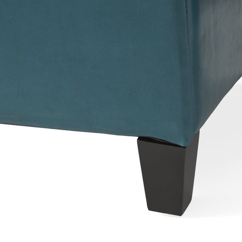 Upholstered PU Leather Storage Ottoman, Solid Wooden Legs by HouseOfZazla