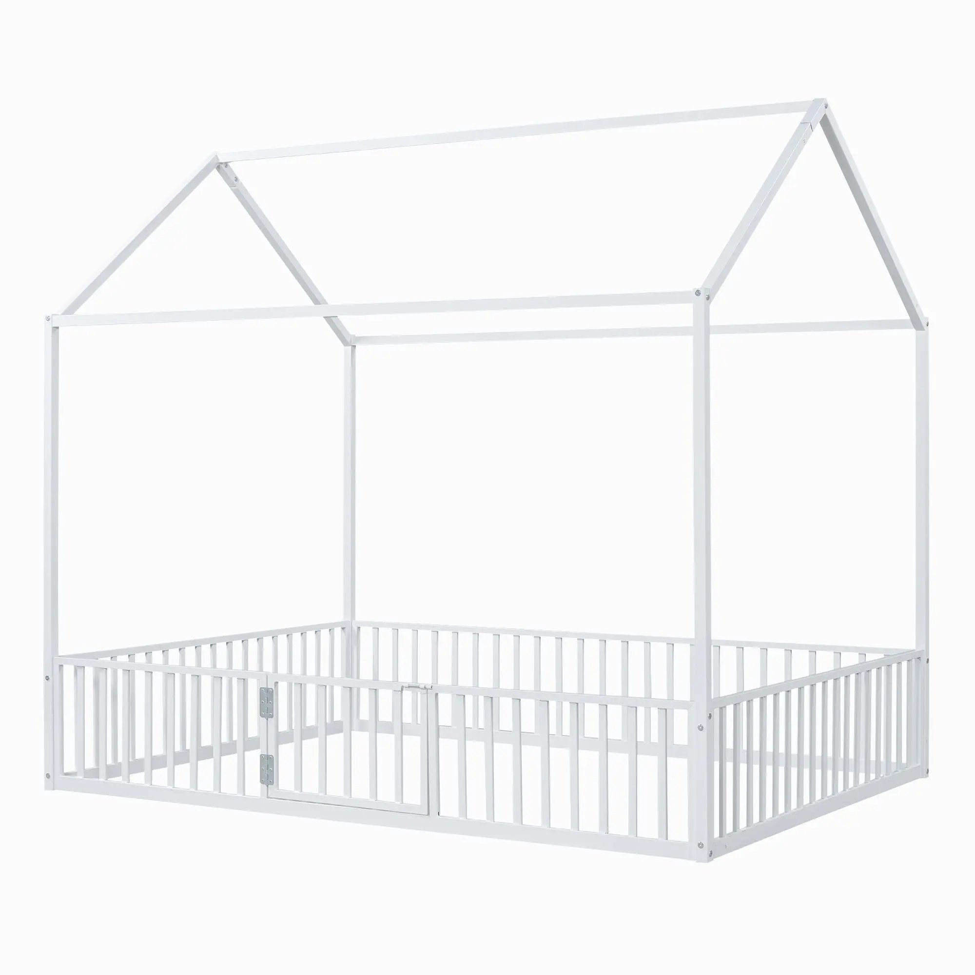 Metal House Bed With Fence And Door by HouseOfZazla