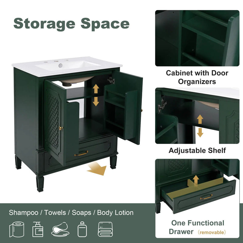 Bathroom Vanity With Sink, Soft Closing Door, Multi Functional Storage by HouseOfZazla