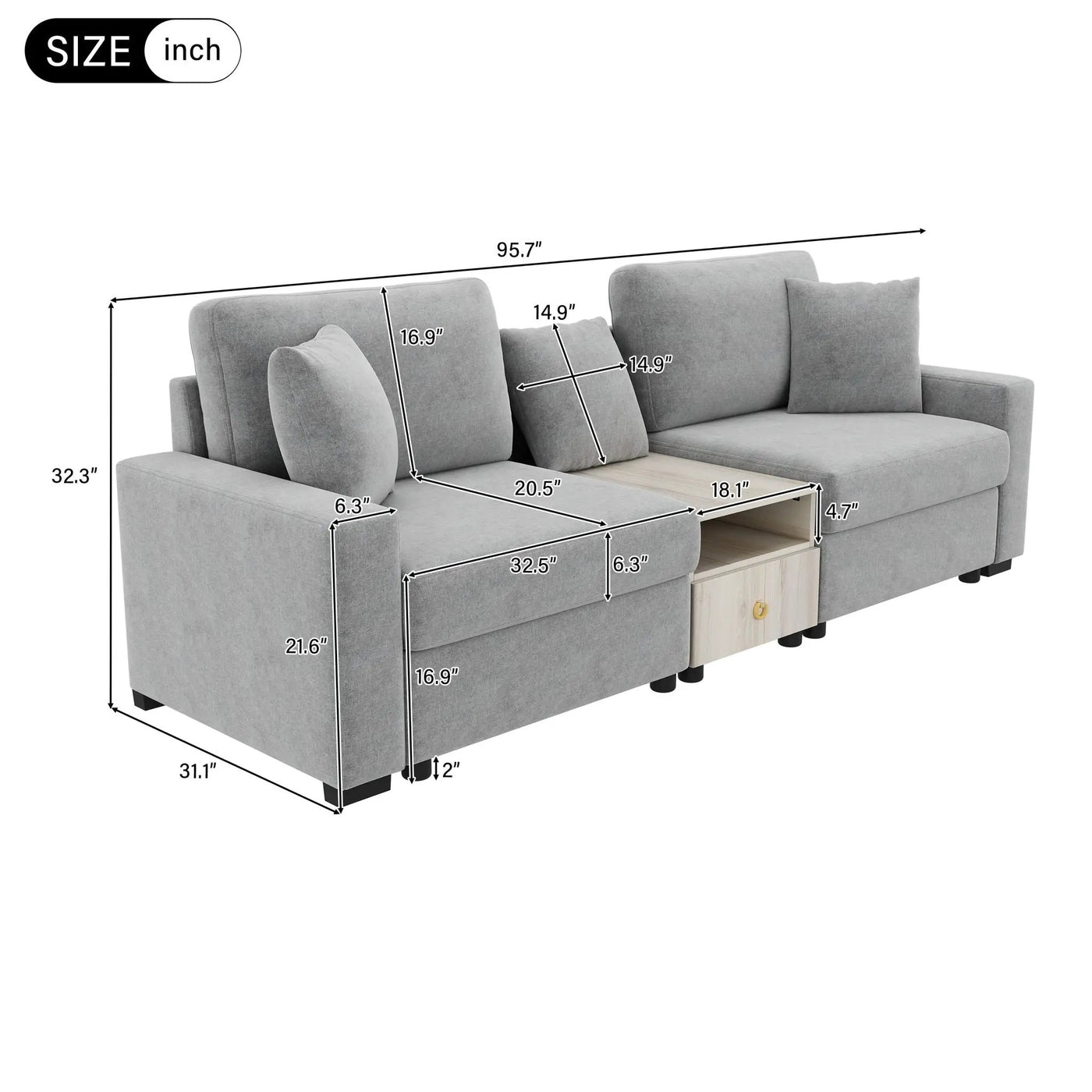 Modular Sofa Couch With Storage Armrest And Center Console by HouseOfZazla