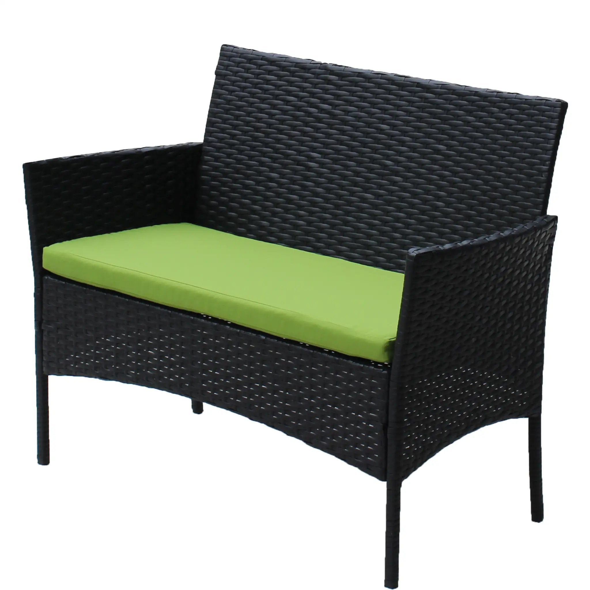 4 PC Rattan Patio Furniture Set Outdoor Cushioned Wicker Sofa Green Cushion by HouseOfZazla