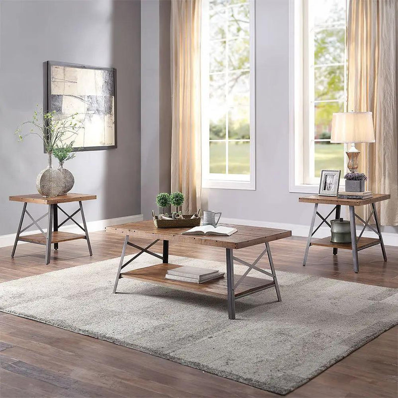 Ikram - Coffee Table - Weathered Oak & Sandy Black by Unique Piece Furniture