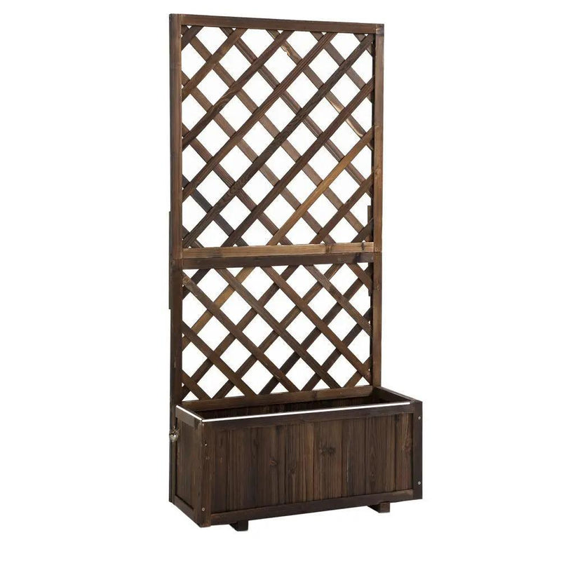 Garden Bed, Wooden Raised Garden Bed Planting Planter Box with Trellis and Drain Holes by HouseOfZazla