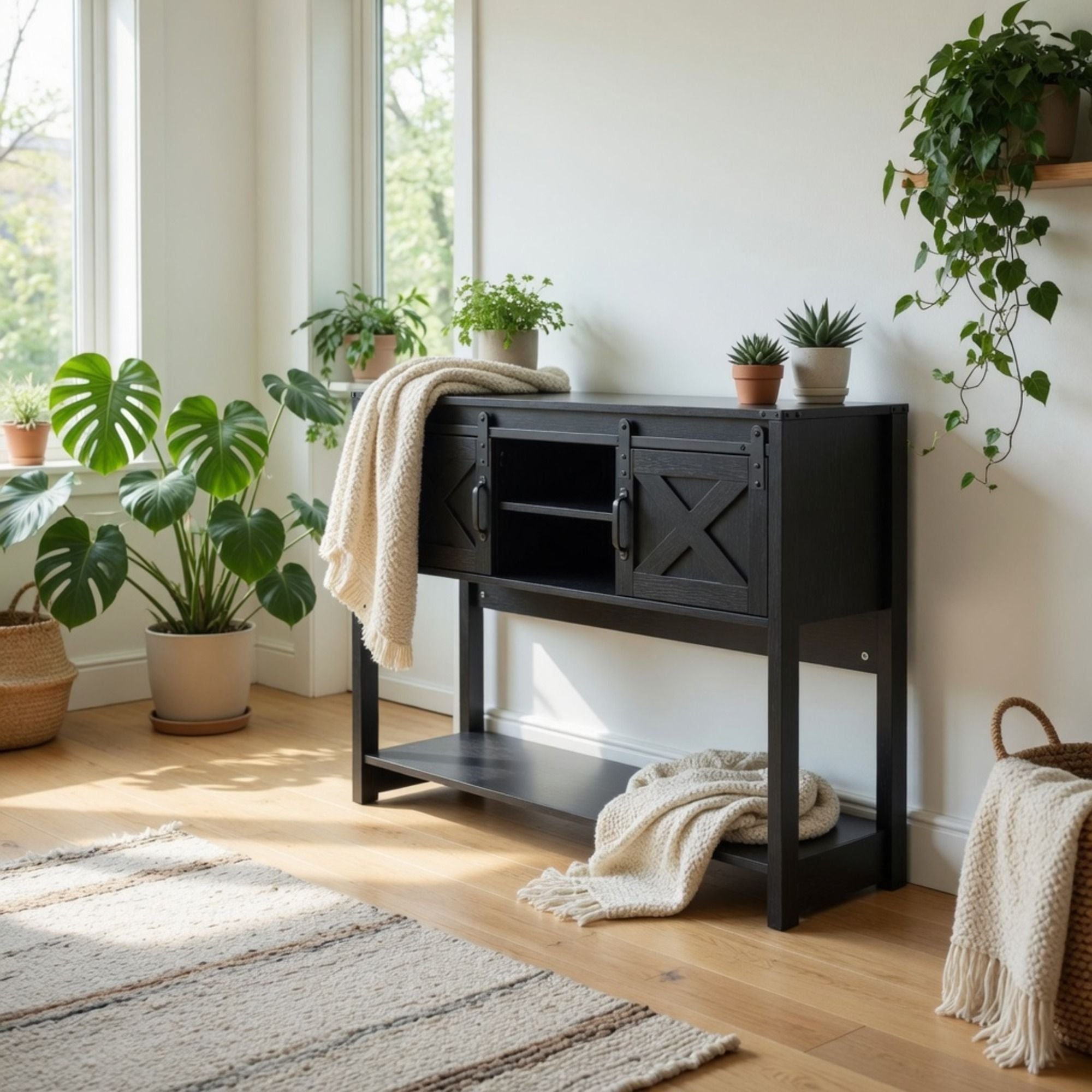 Farmhouse Entryway Table With Sliding Barn Door by HouseOfZazla