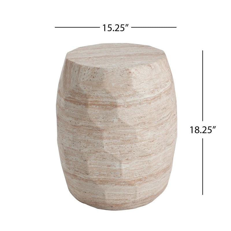 Travertine Lightweight Concrete Side Table For Indoor / Outdoor Use - Beige by HouseOfZazla