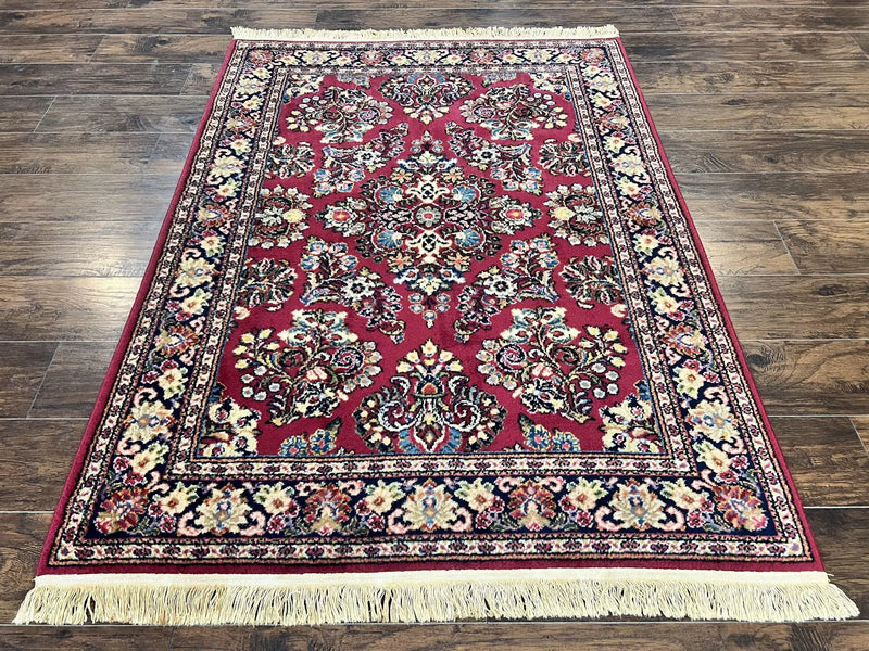 Karastan Rug 4.6 x 6 Lanamar Sarouk #5528, Red Wool Karastan Oriental Carpet, Discontinued, Antique, Wool Pile by Jewel Rugs