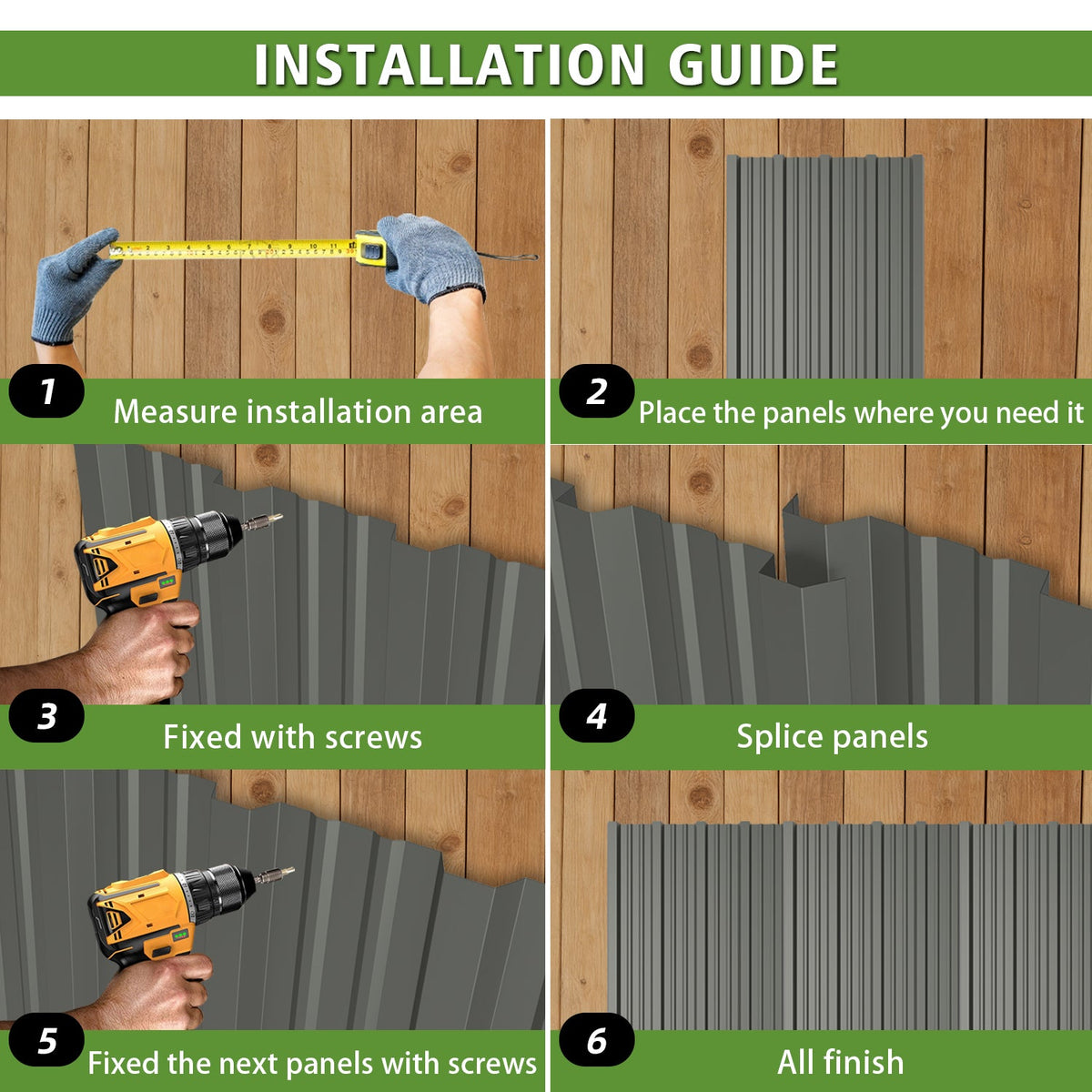 Corrugated Galvanized Steel Roofing Panels - 10 Pack, photo 8 of 10