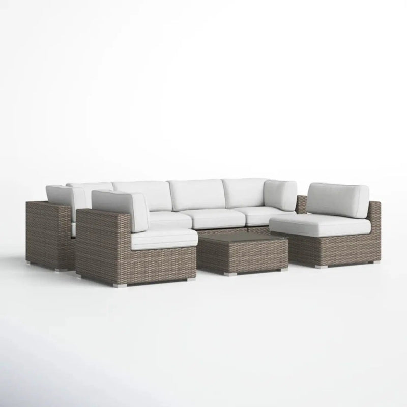 Seating Set With Cushions Handcrafted Wicker Design by HouseOfZazla