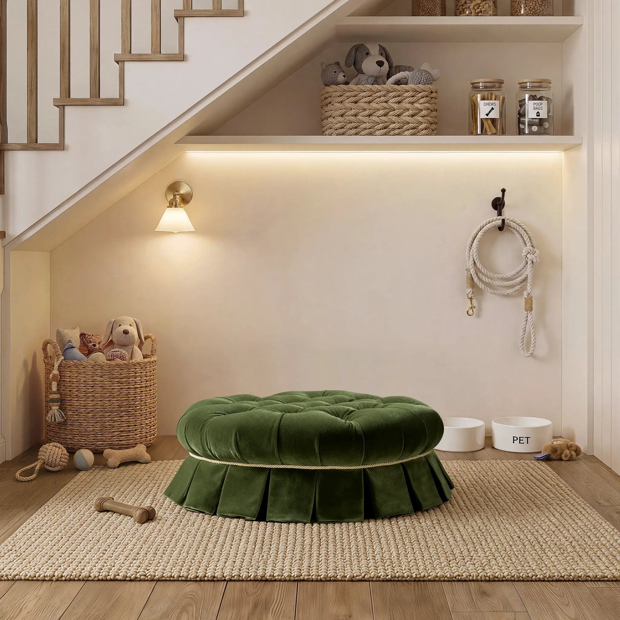 Roquefort 24.5" Dog Sofa Bed, Medium, Olive by HouseOfZazla