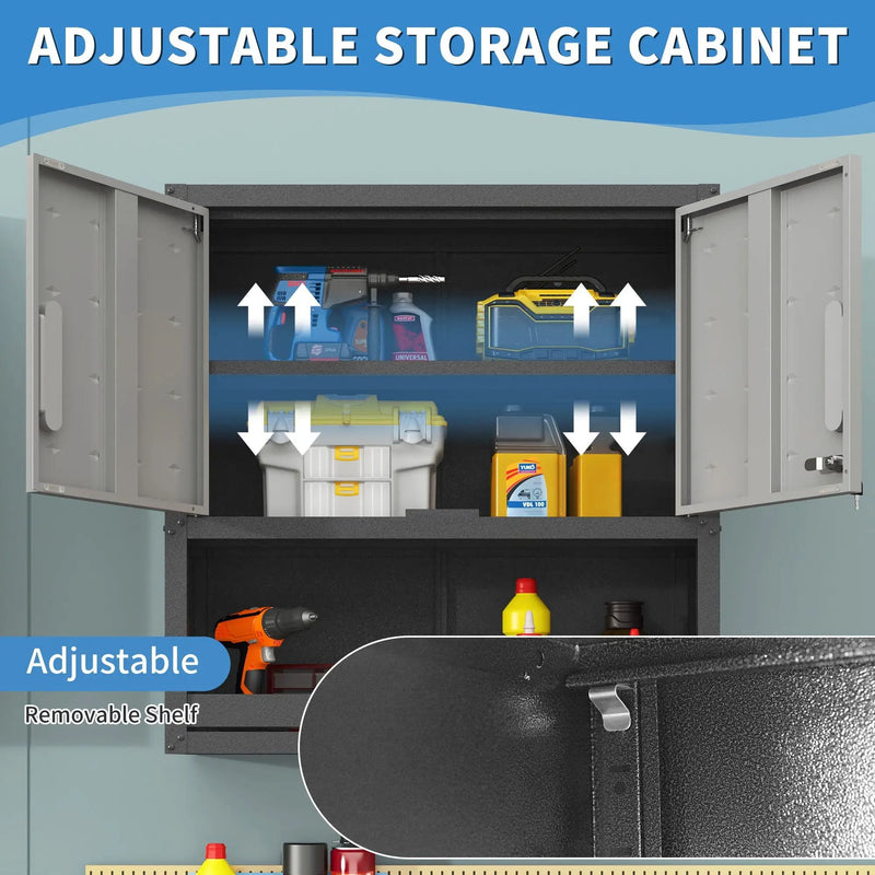 Metal Wall Mounted Tool Storage Cabinet With Locking Door, 1 Shelf & 1 Drawer by HouseOfZazla