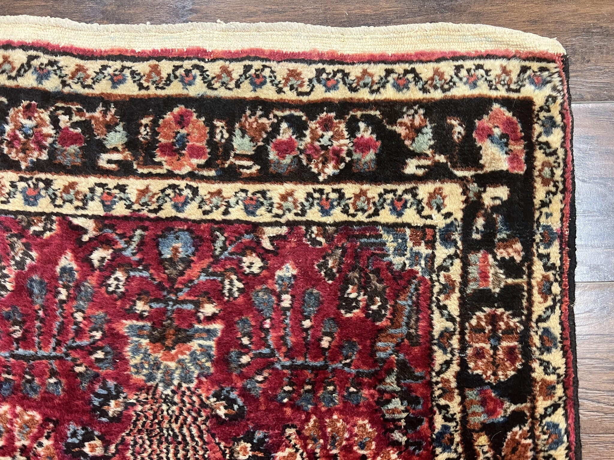 Antique Persian Runner Rug 2.9 x 17, Rare Sarouk Runner, Handmade Wool Rug for Hallway, Red, Floral by Jewel Rugs