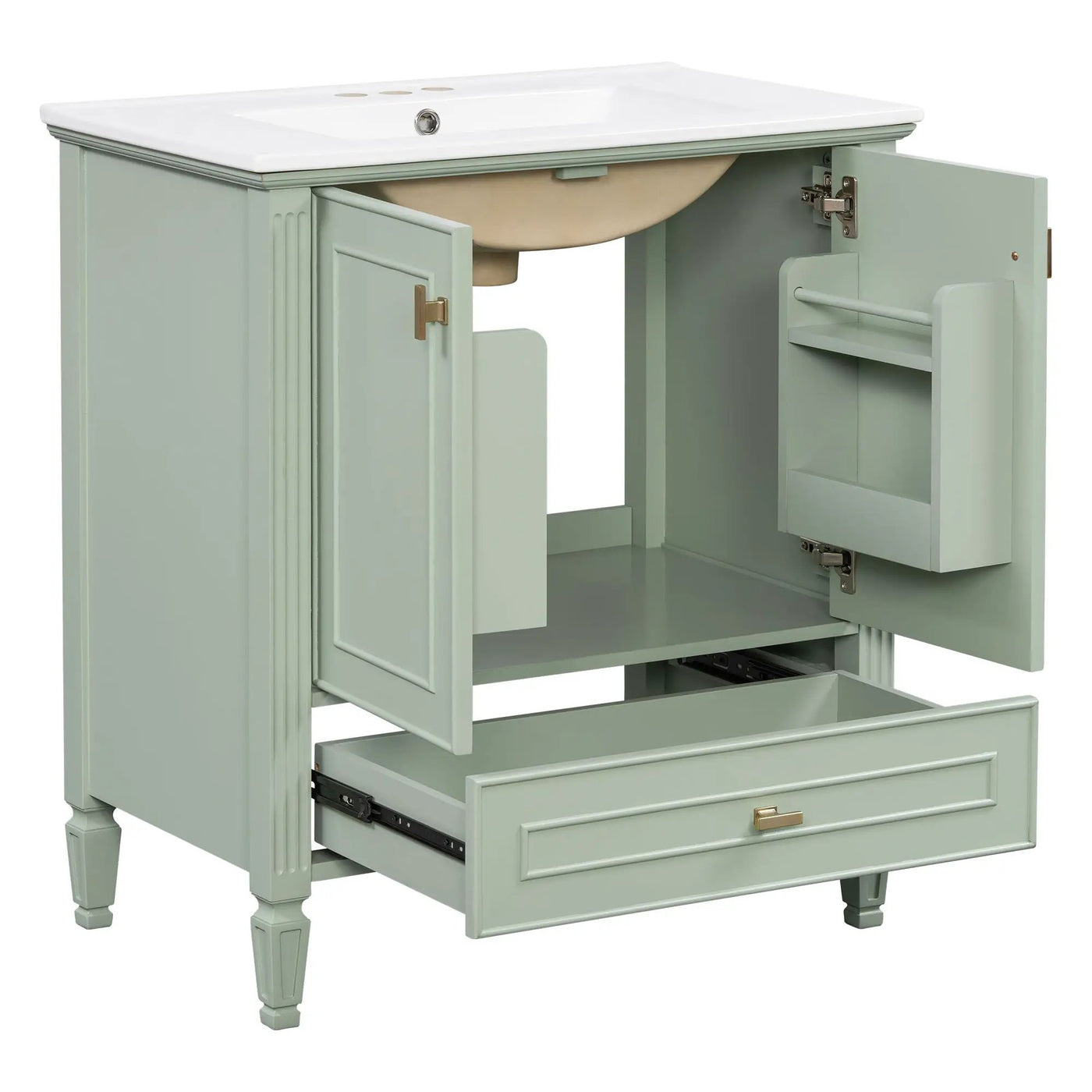 Freestanding Vanity With 1 Drawer & 2 Soft Close Doors With Door Mounted Storage by HouseOfZazla