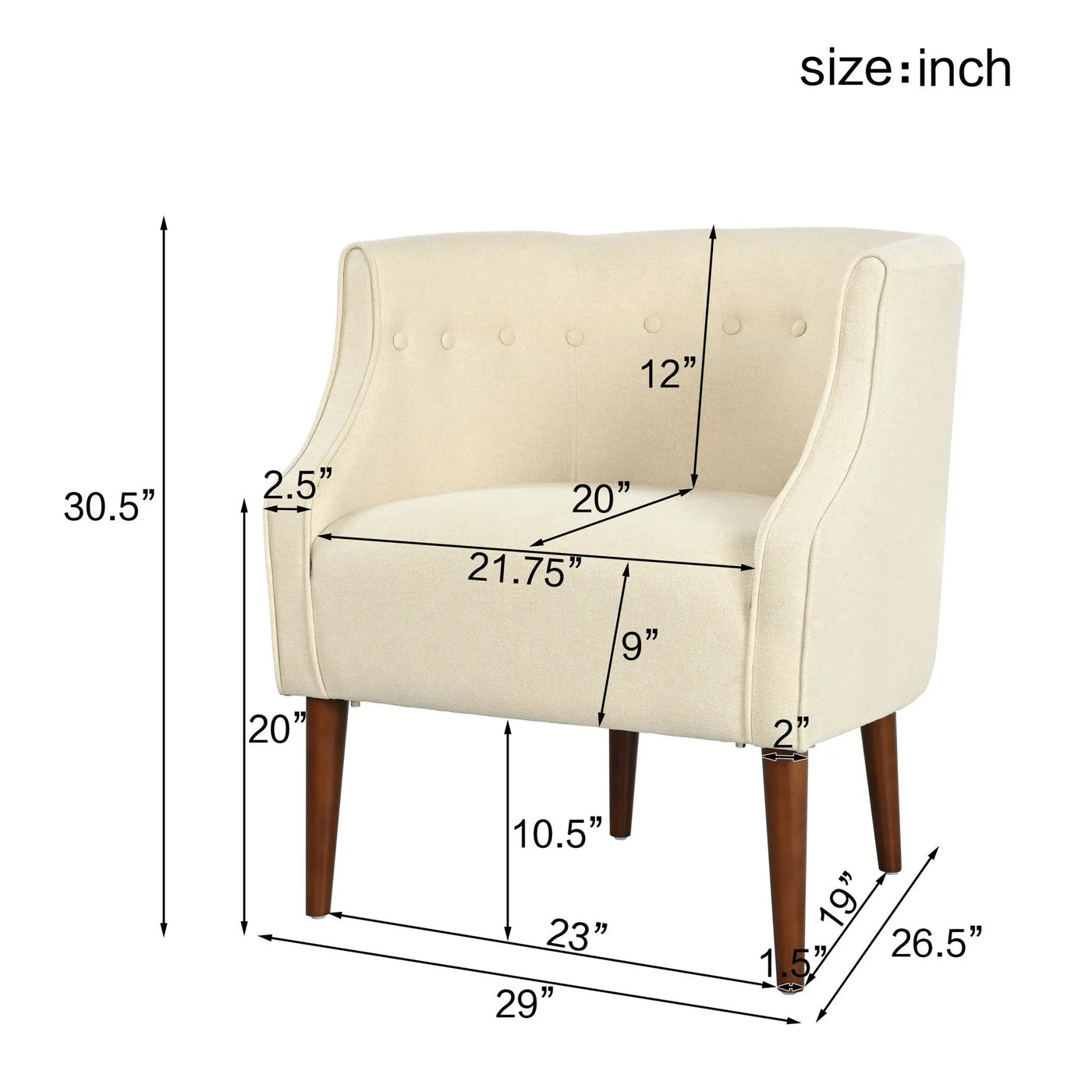 Contemporary Upholstered Club Chair With Button Tufting by HouseOfZazla