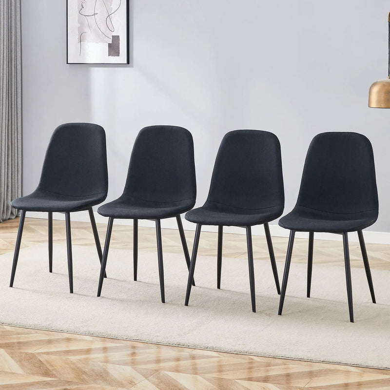 Modern Medieval Style Cushioned Side Chairs Set With Metal Legs For Kitchens by Unique Piece Furniture