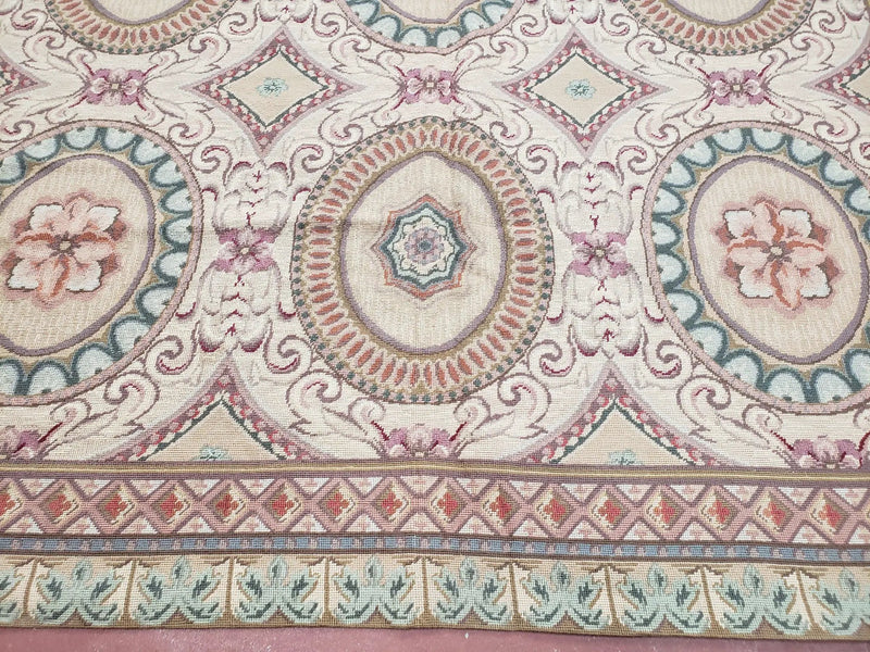 New Needlepoint Rug, 6x9 Needlepoint Carpet, Flatweave Rug, Vicotorian French European English Decor, Elegant Rug for Living Room, Handmade by Jewel Rugs