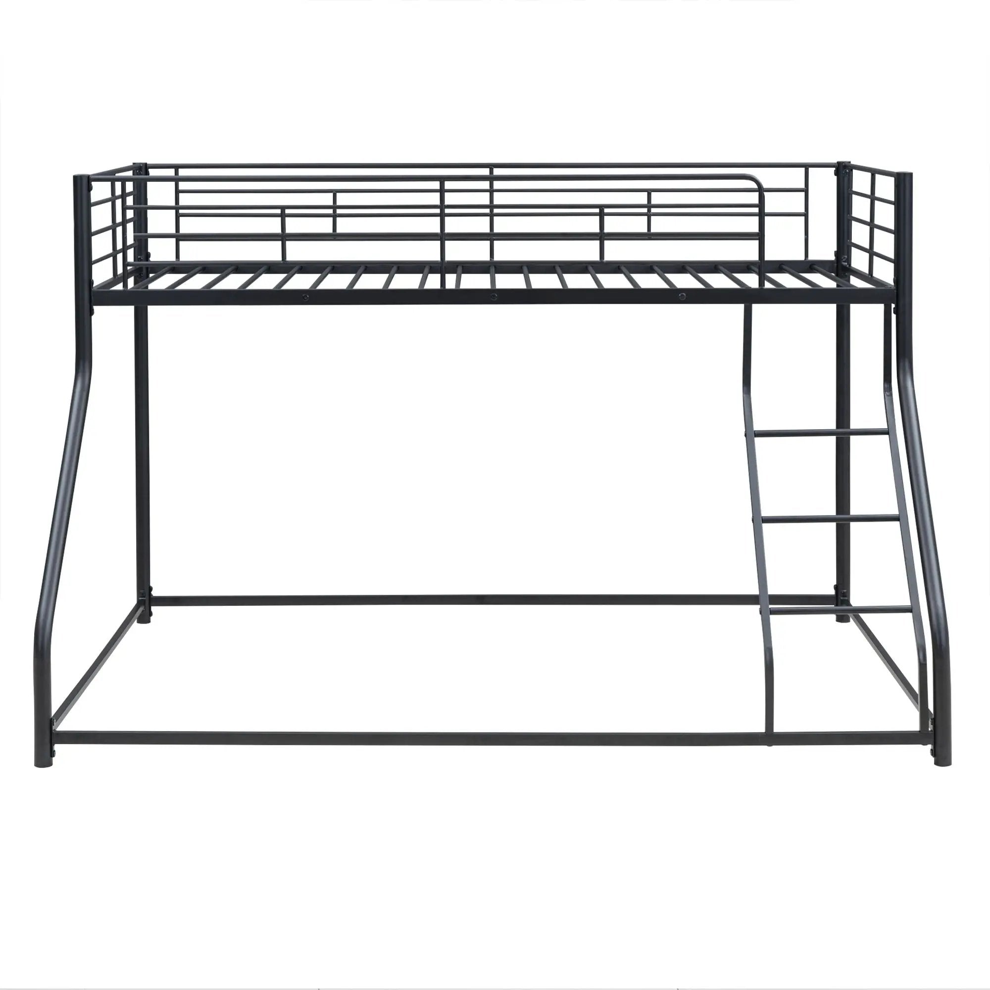 Metal Floor Bunk Bed With Sloped Ladder, Space Saving Design by HouseOfZazla