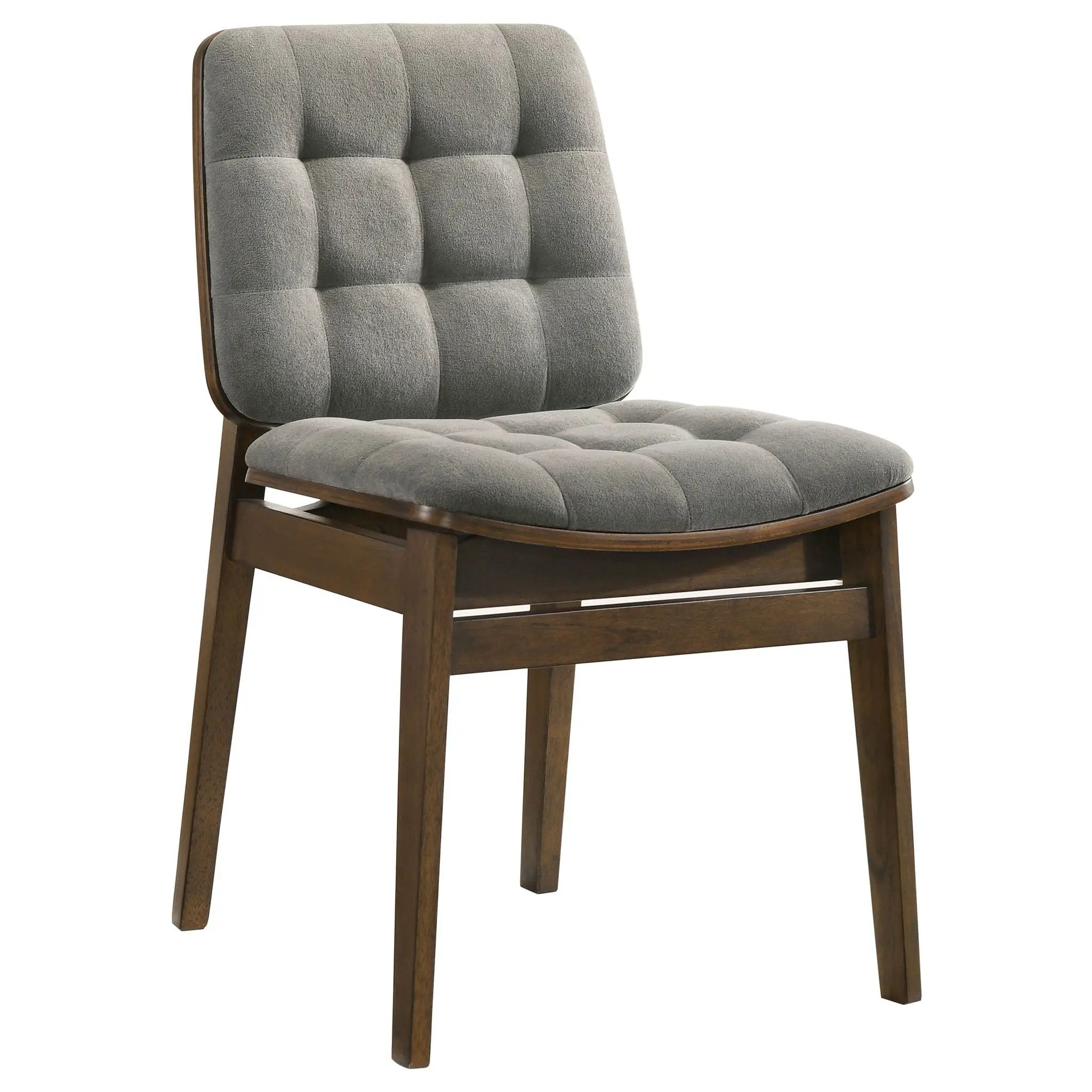 Redbridge Velvet Upholstered Side Chair Grey and Walnut (Set of 2) by Unique Piece Furniture