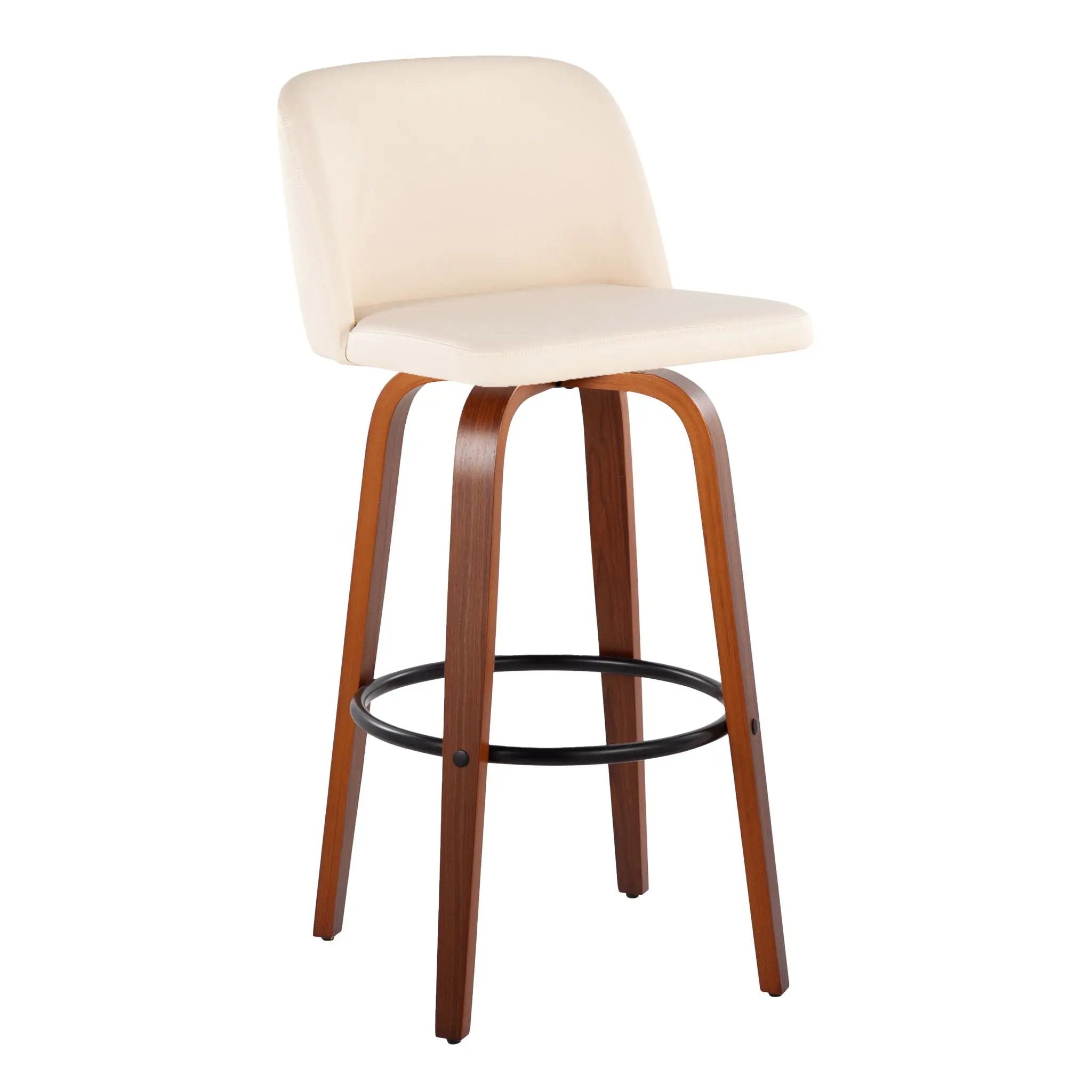 Toriano - Mid Century Modern Fixed Height Barstool Swivel And Round Footrest (Set of 2) by Unique Piece Furniture