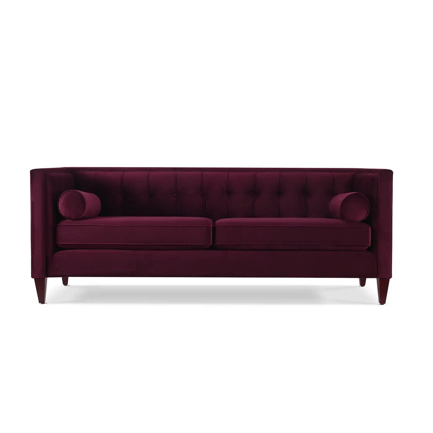 Jack 84" Modern Tuxedo Tufted Sofa, Burgundy Velvet by HouseOfZazla