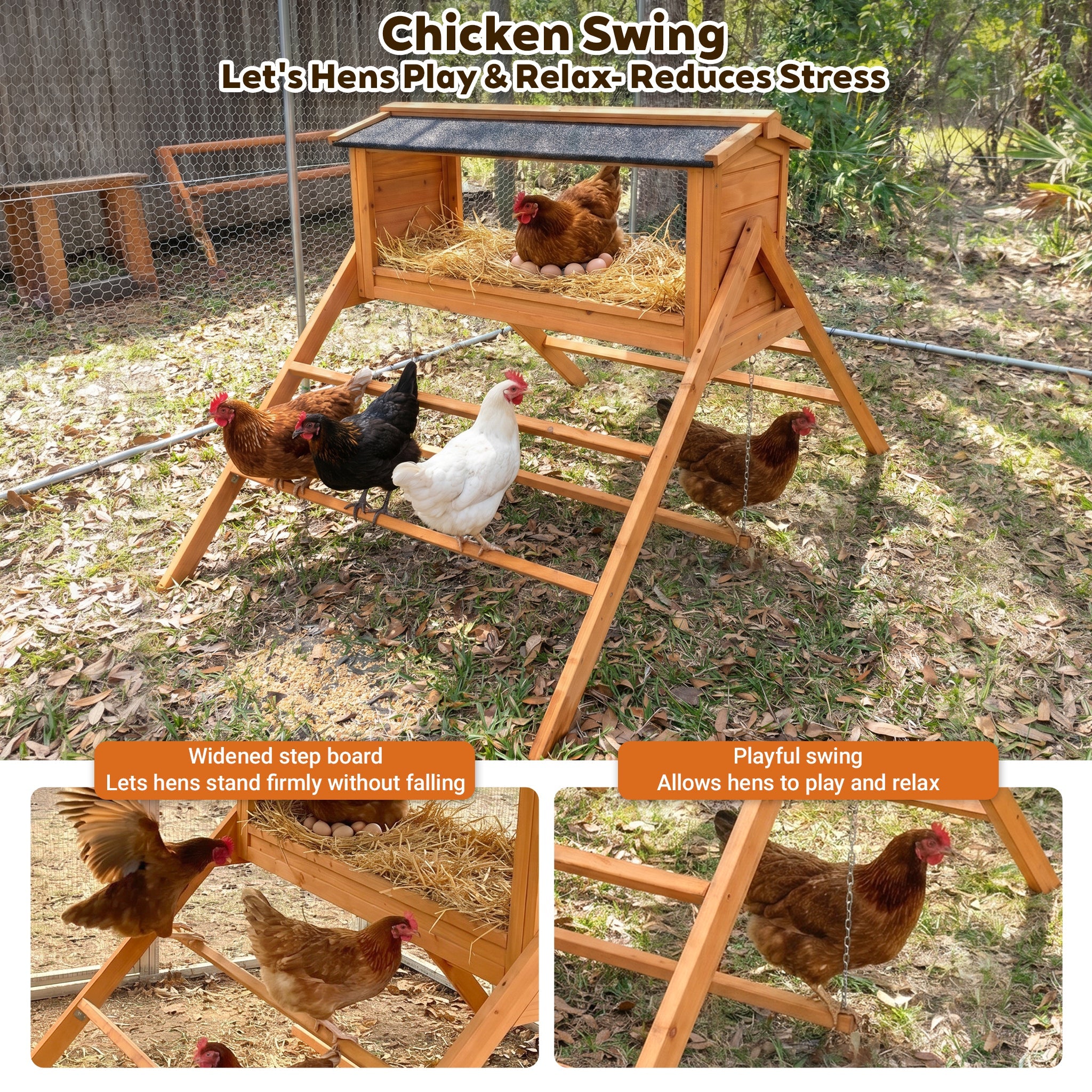 Chicken Nesting Box with Asphalt Roofing and Chicken Perch by HouseOfZazla