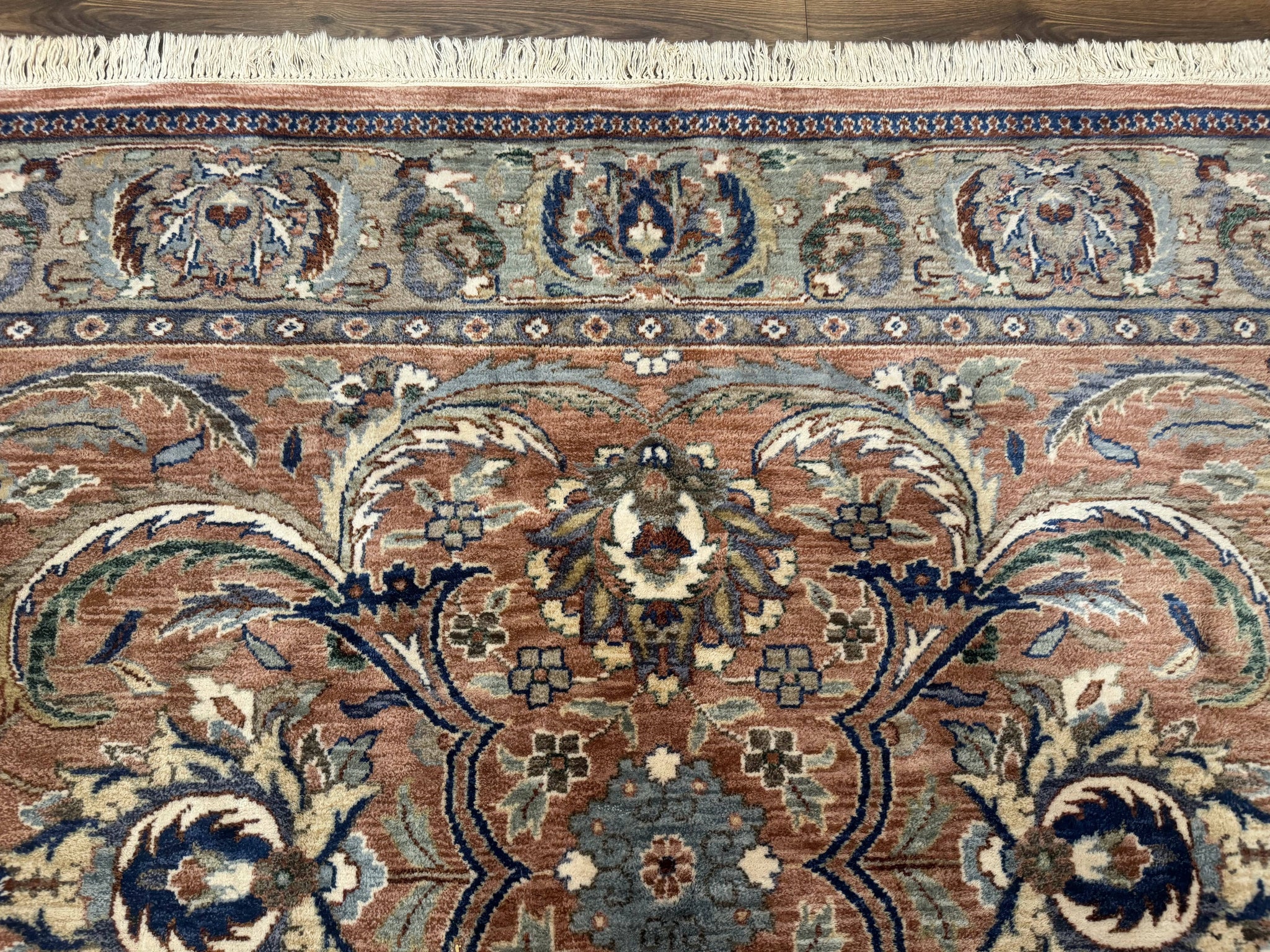 Indo Persian Mahal Rug 8x10, Traditional Wool Oriental Carpet, Pink by Jewel Rugs