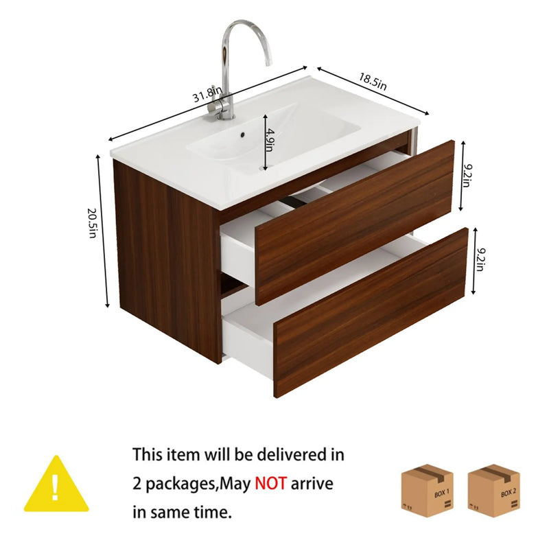 32-Inch Wall-Mounted Bathroom Vanity by HouseOfZazla