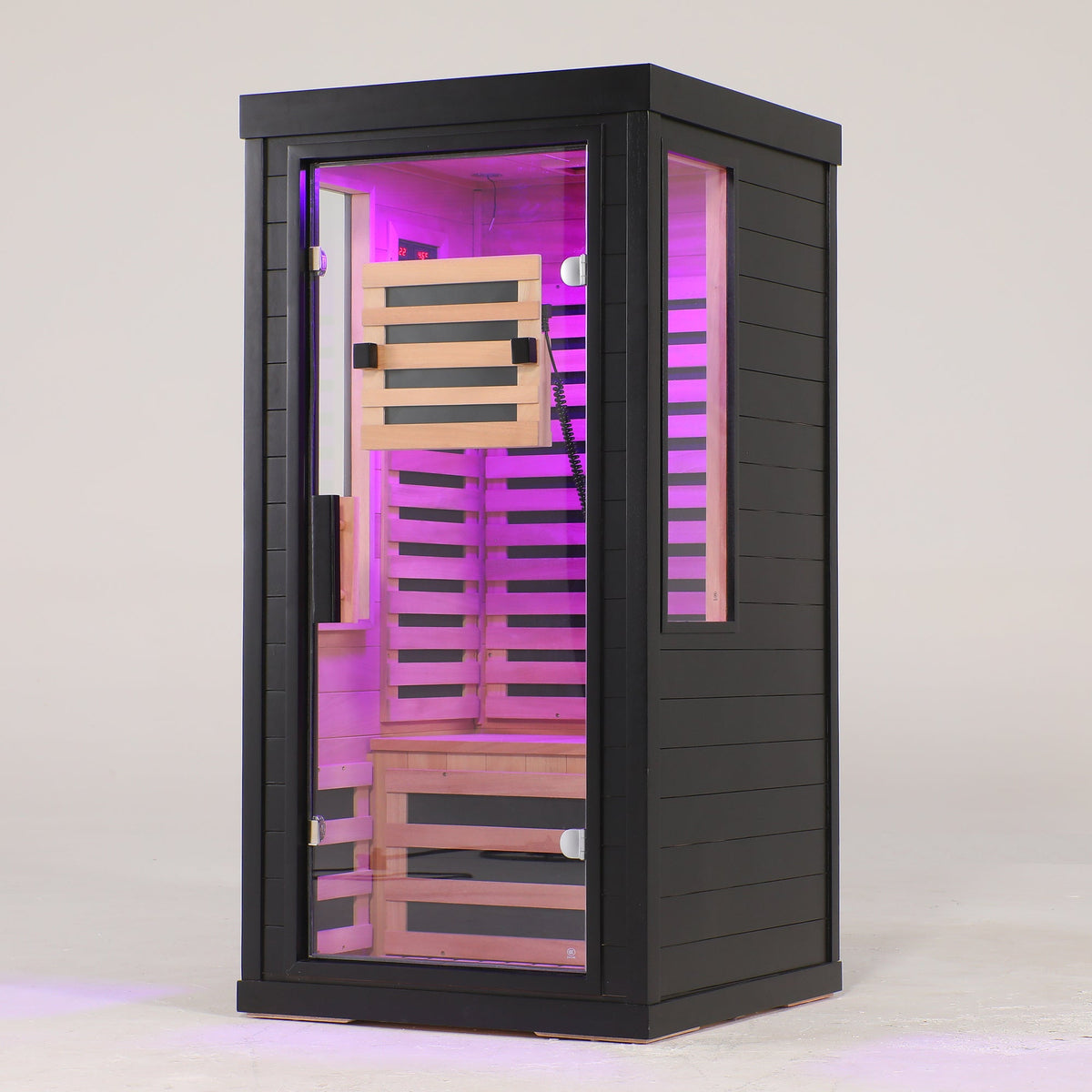 One-Two Person Far Infrared Sauna with 7-Color Therapy Lighting - Solid Wood, photo 8 of 9