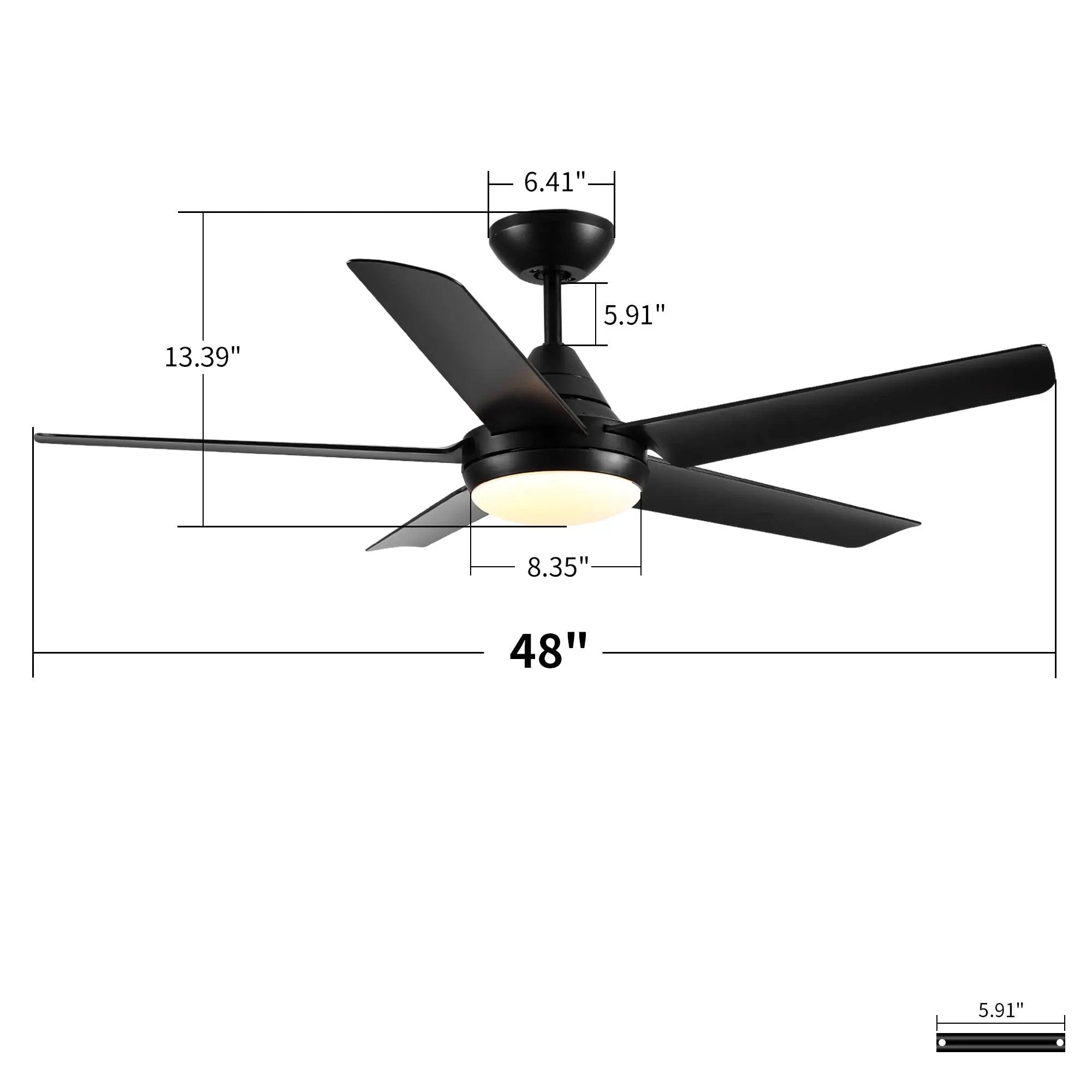 Ceiling Fan With Lights And Remote Control, Reversible DC Motor, 6 Speeds, 3 Cct Dimmable LED, Quiet Timer For Indoor - Black by HouseOfZazla
