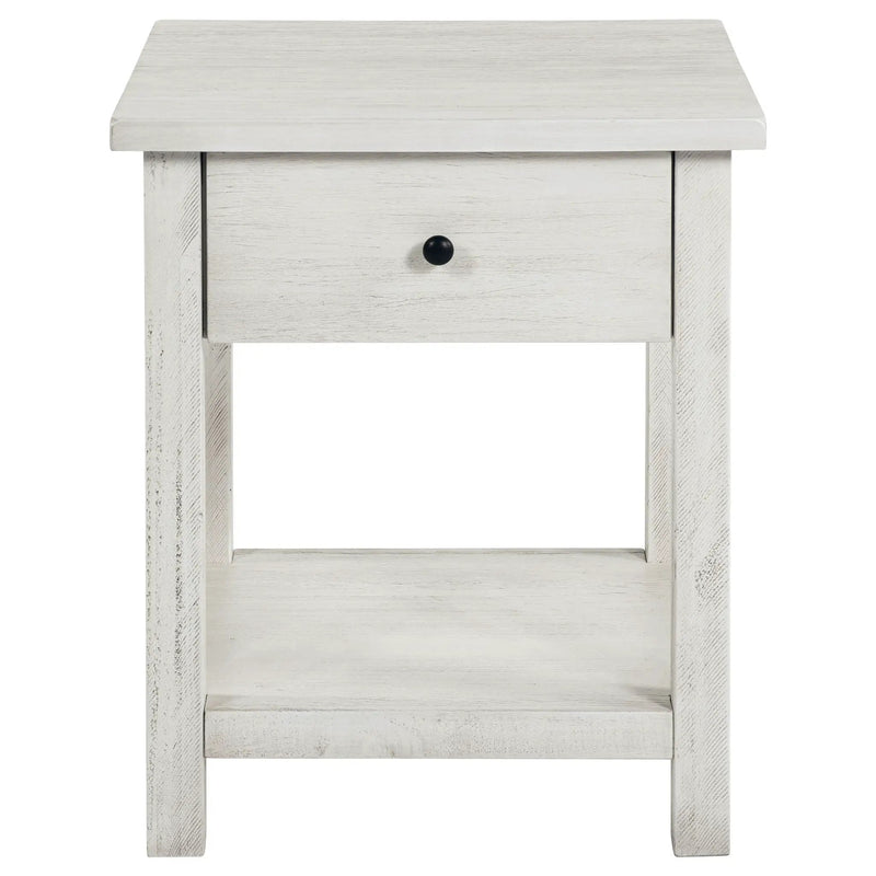Payne 1-drawer Wood End Table with Shelf Distressed White by Unique Piece Furniture