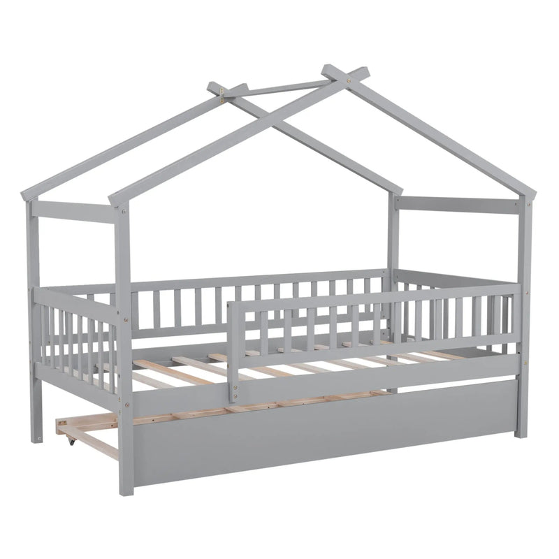 Creativity House Bed With Twin Size Trundle by Unique Piece Furniture