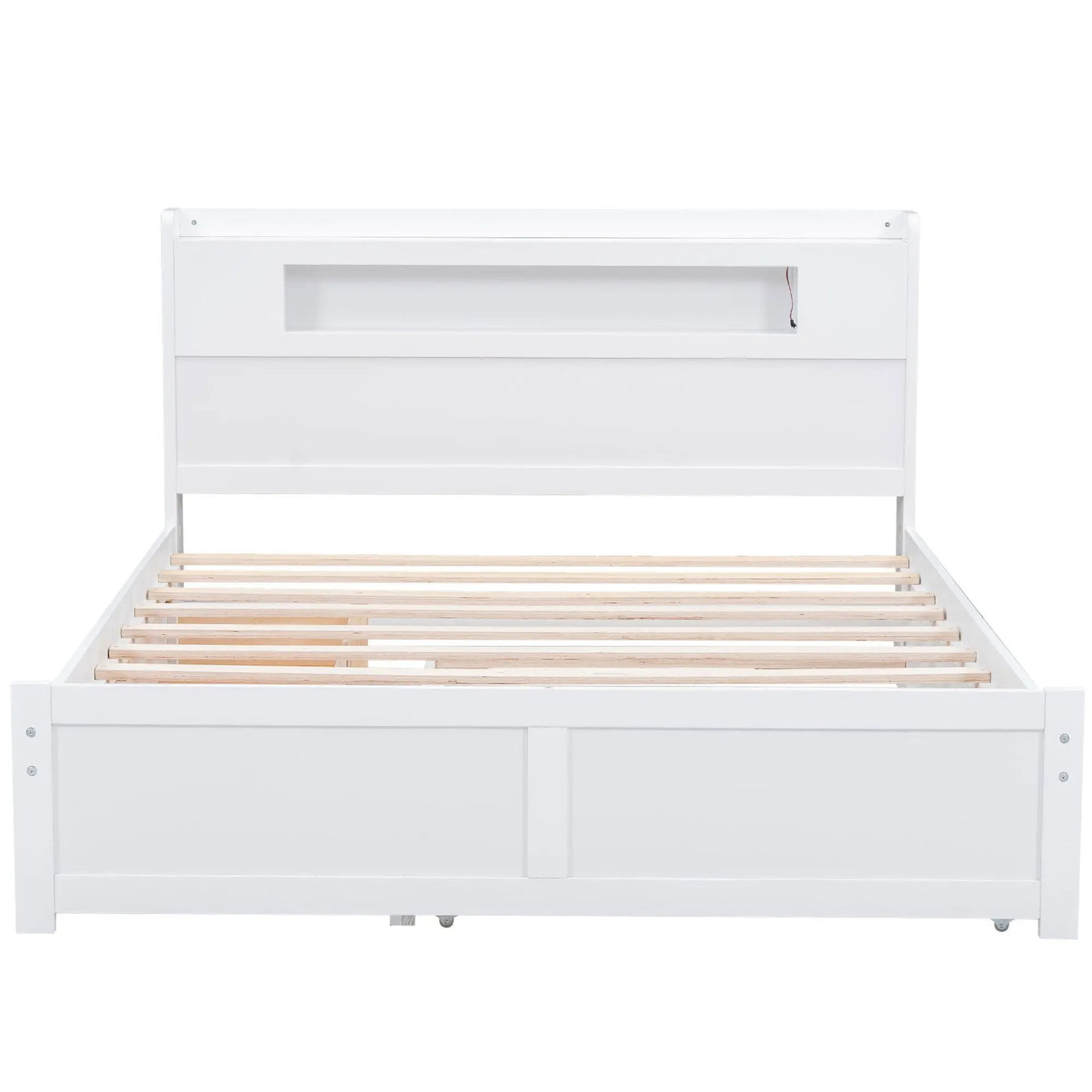 Storage Platform Bed With LED Lights, 2 Drawers And Trundle by HouseOfZazla