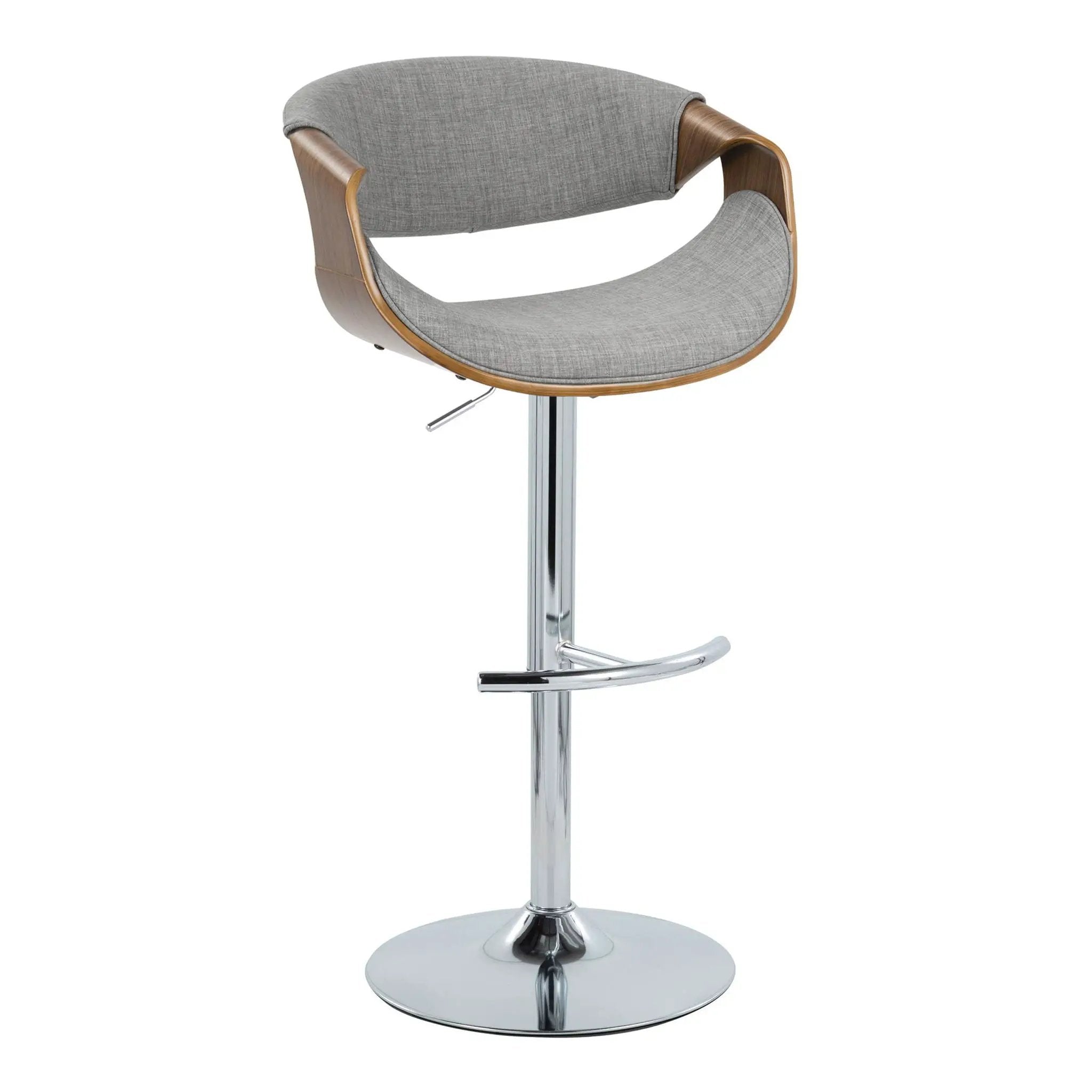 Curvo - Mid Century Modern Adjustable Barstool With Swivel With Rounded T Footrest (Set of 2) by Unique Piece Furniture
