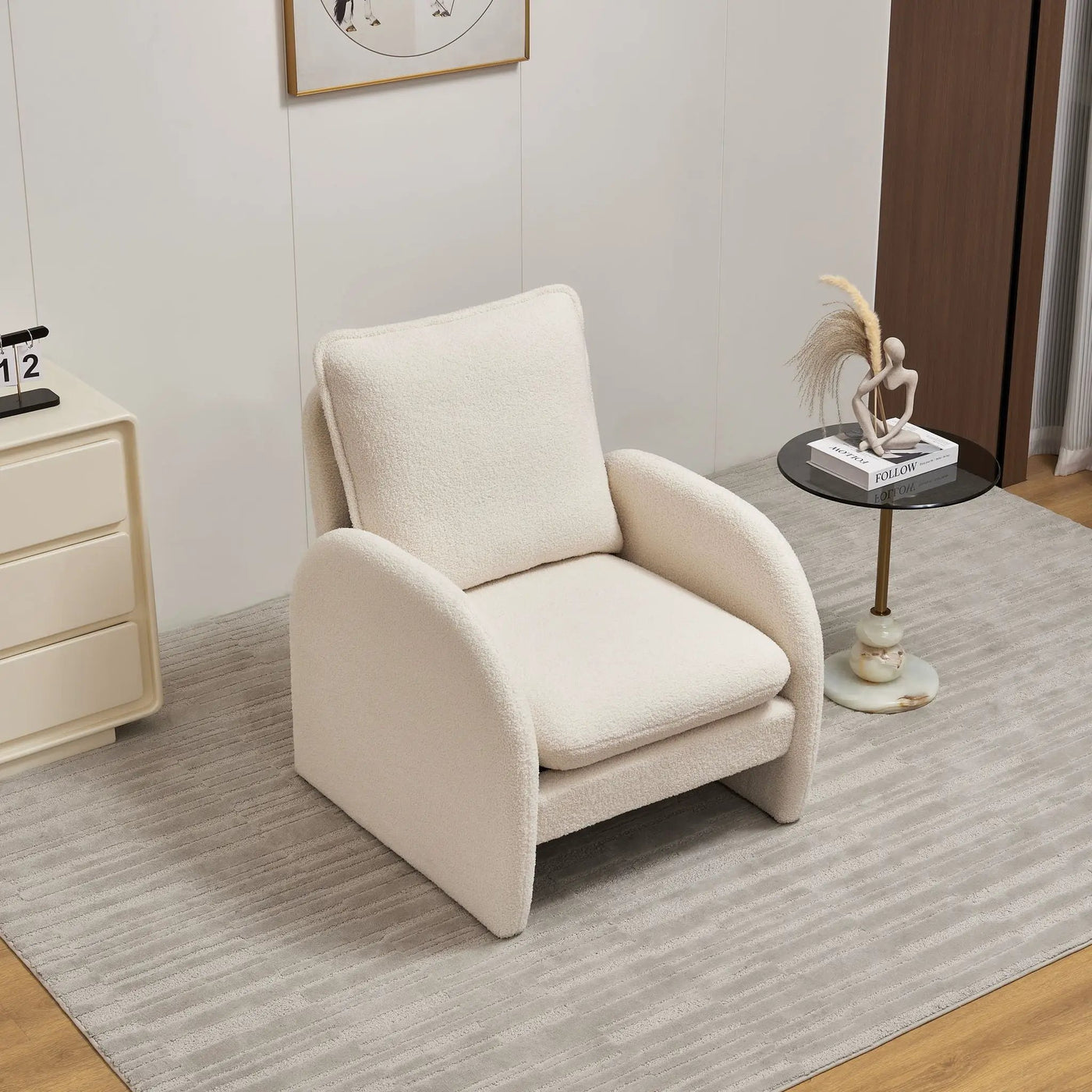 Modern Sherpa Upholstered Accent Chair, Comfortable Living Room Armchair, Lounge Chair For Bedroom, And Office by HouseOfZazla