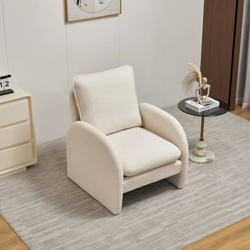 Modern Sherpa Upholstered Accent Chair, Comfortable Living Room Armchair, Lounge Chair For Bedroom, And Office by HouseOfZazla