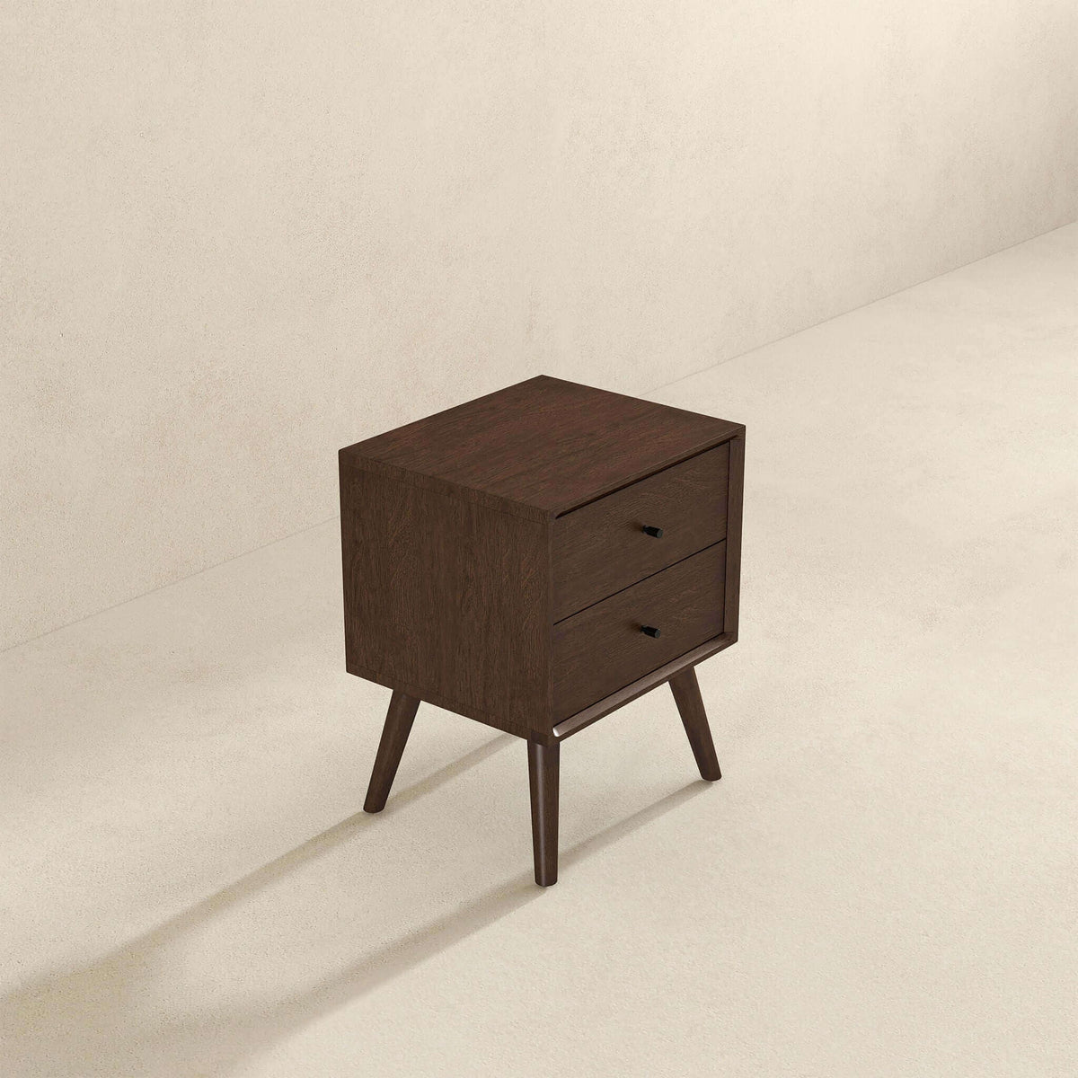 Mid-Century Modern Night Stand with 2 Drawers - Dark Brown or White, photo 21 of 30