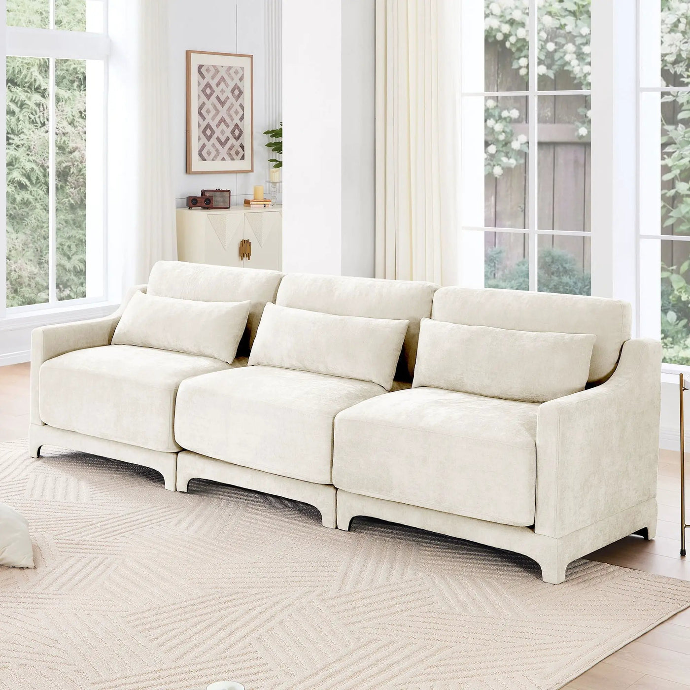 Elegant Sofa With Ergonomic Design And Lumbar Pillows by Unique Piece Furniture