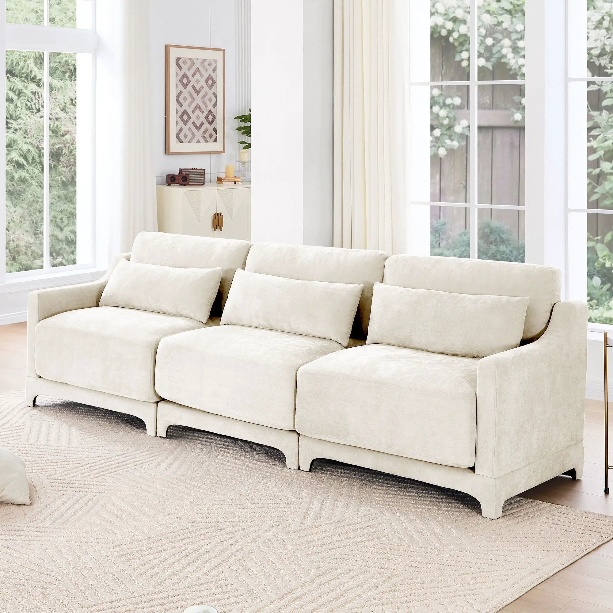 Elegant Sofa With Ergonomic Design And Lumbar Pillows by Unique Piece Furniture