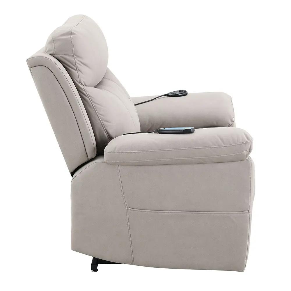 Chriki - Power Recliner With Lift & Heating & Massage - Beige Chenille & Black by Unique Piece Furniture