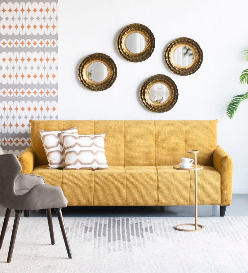 Round Wall Mirror with Metal Frame and Layered Flower Design - Gold, photo 5 of 8