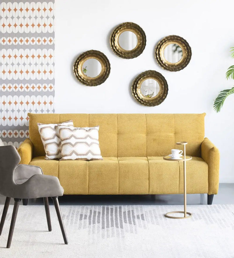 Round Wall Mirror With Metal Frame, Accent Mirror For Living Room - Gold by Unique Piece Furniture