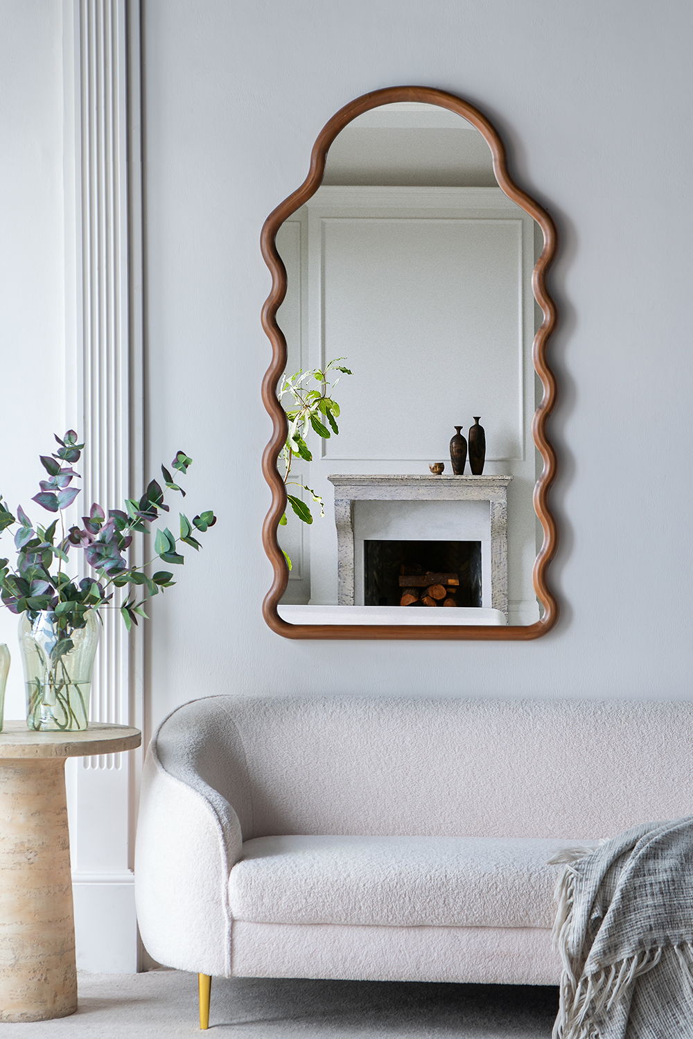 Wood Mirror With Unique Frame - Full-Length Arched Mirror with Pine Frame - Brown, photo 5 of 9