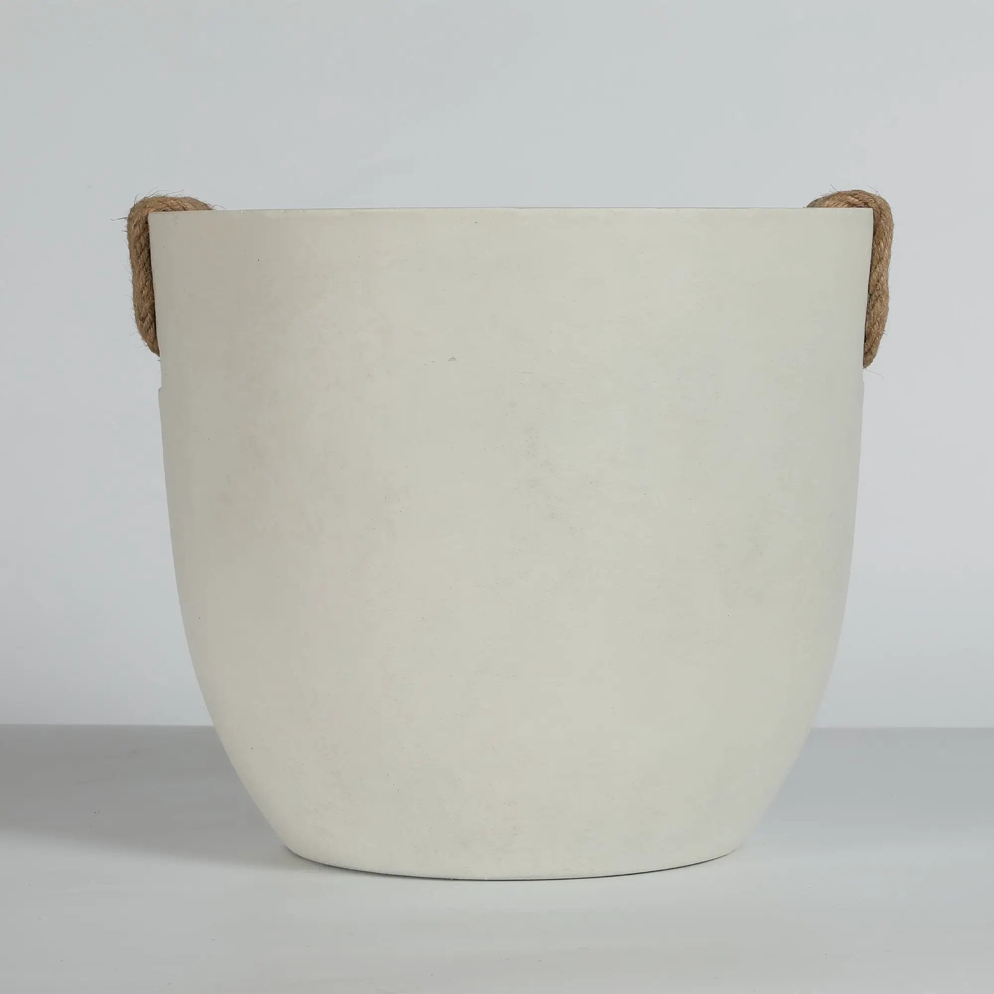 Round Concrete Planter Set of 2, Large Handmade Off White Pots by HouseOfZazla