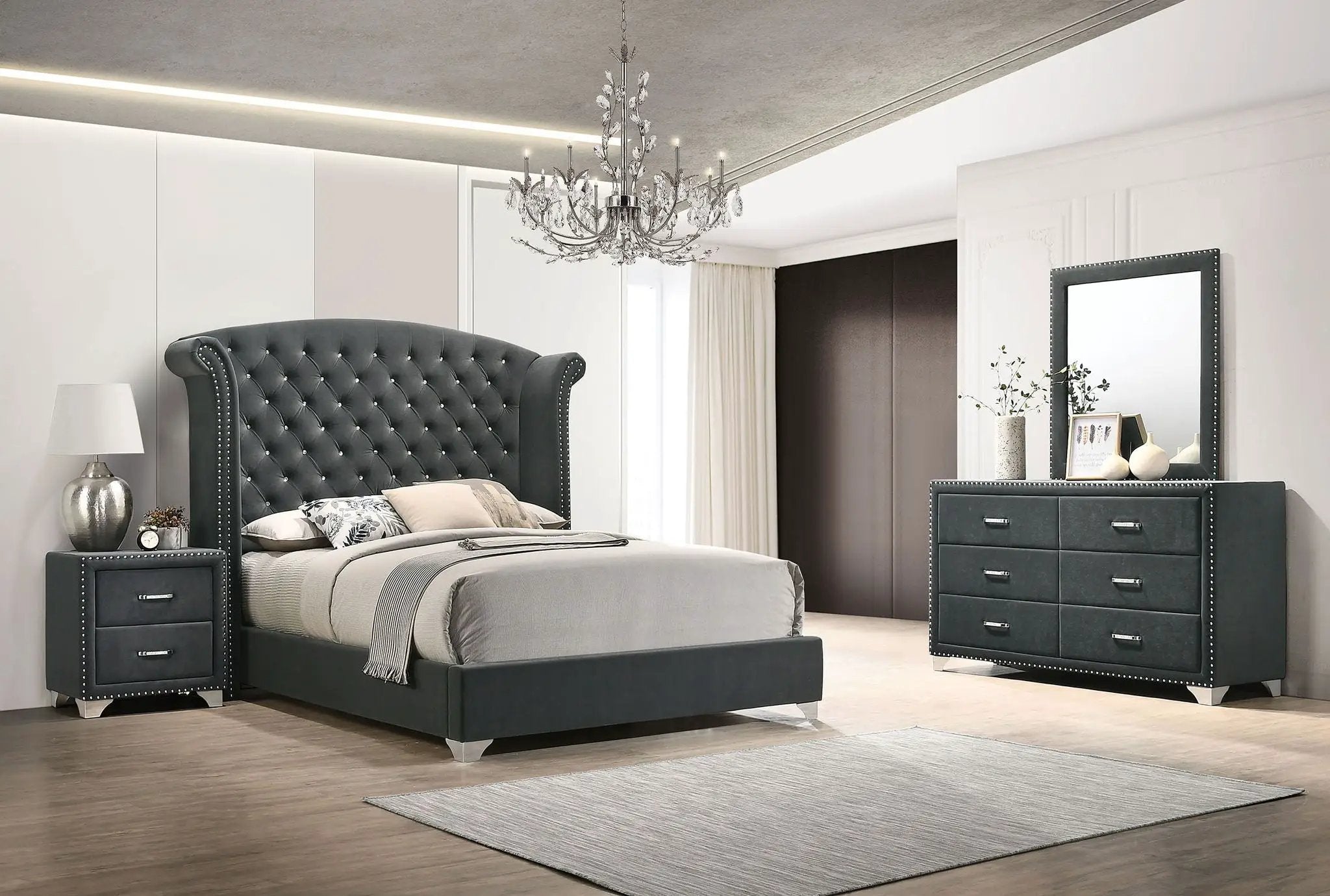 Melody 4-piece Queen Bedroom Set Grey by Unique Piece Furniture