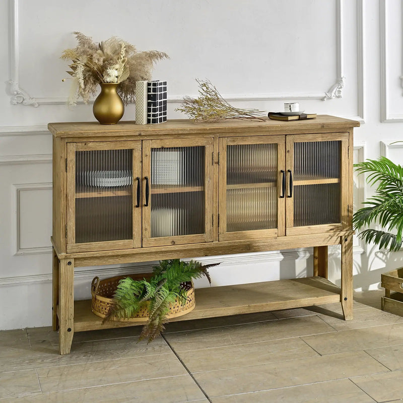 Rectangle Accent Sideboard Cabinet With Storage Shelf, Cabinet For Kitchen - Natural Wood by HouseOfZazla