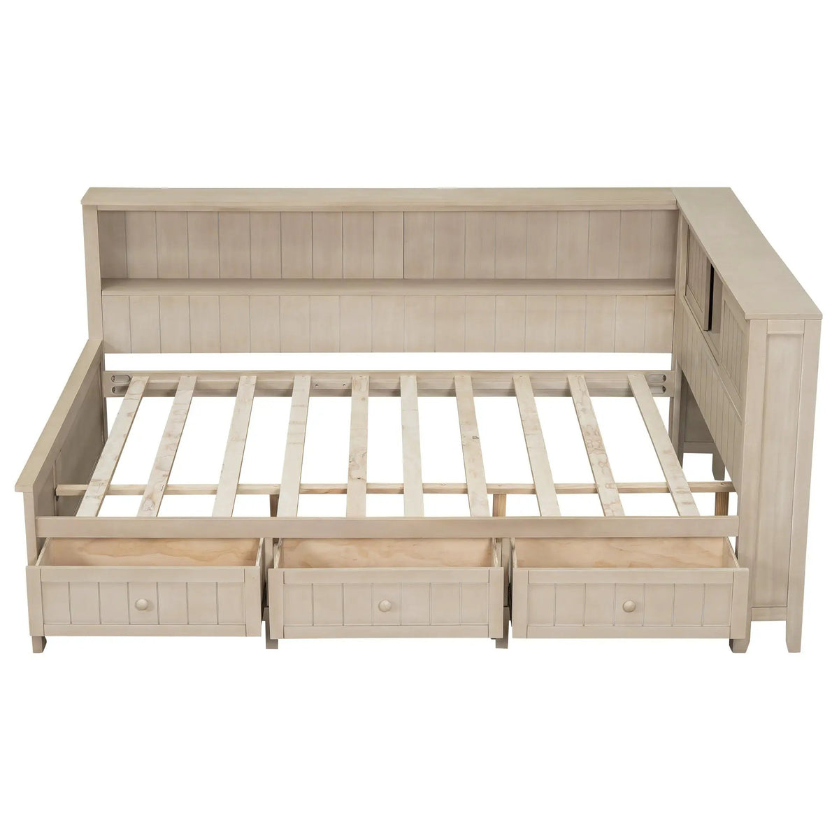 Full Size Wood Daybed with Storage Shelves and 3 Drawers by HouseOfZazla