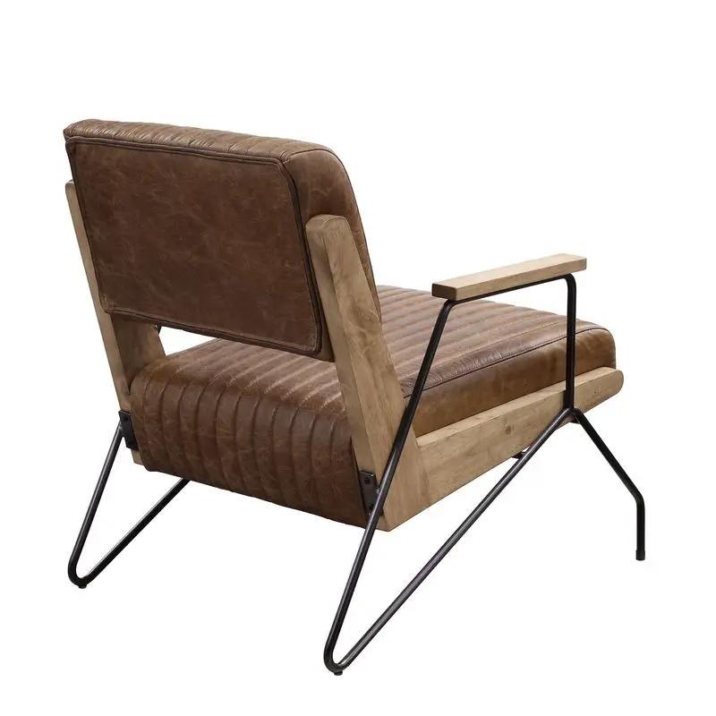 Eacnlz - Accent Chair - Cocoa Top Grain Leather & Matt Iron by Unique Piece Furniture