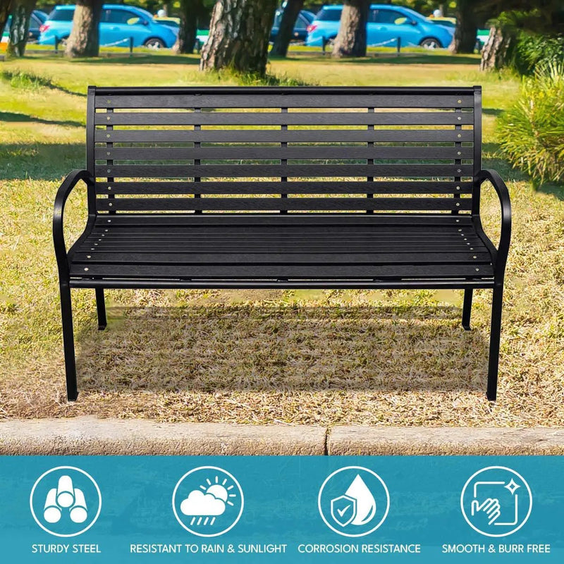 Patio Bench Steel - Black by Unique Piece Furniture