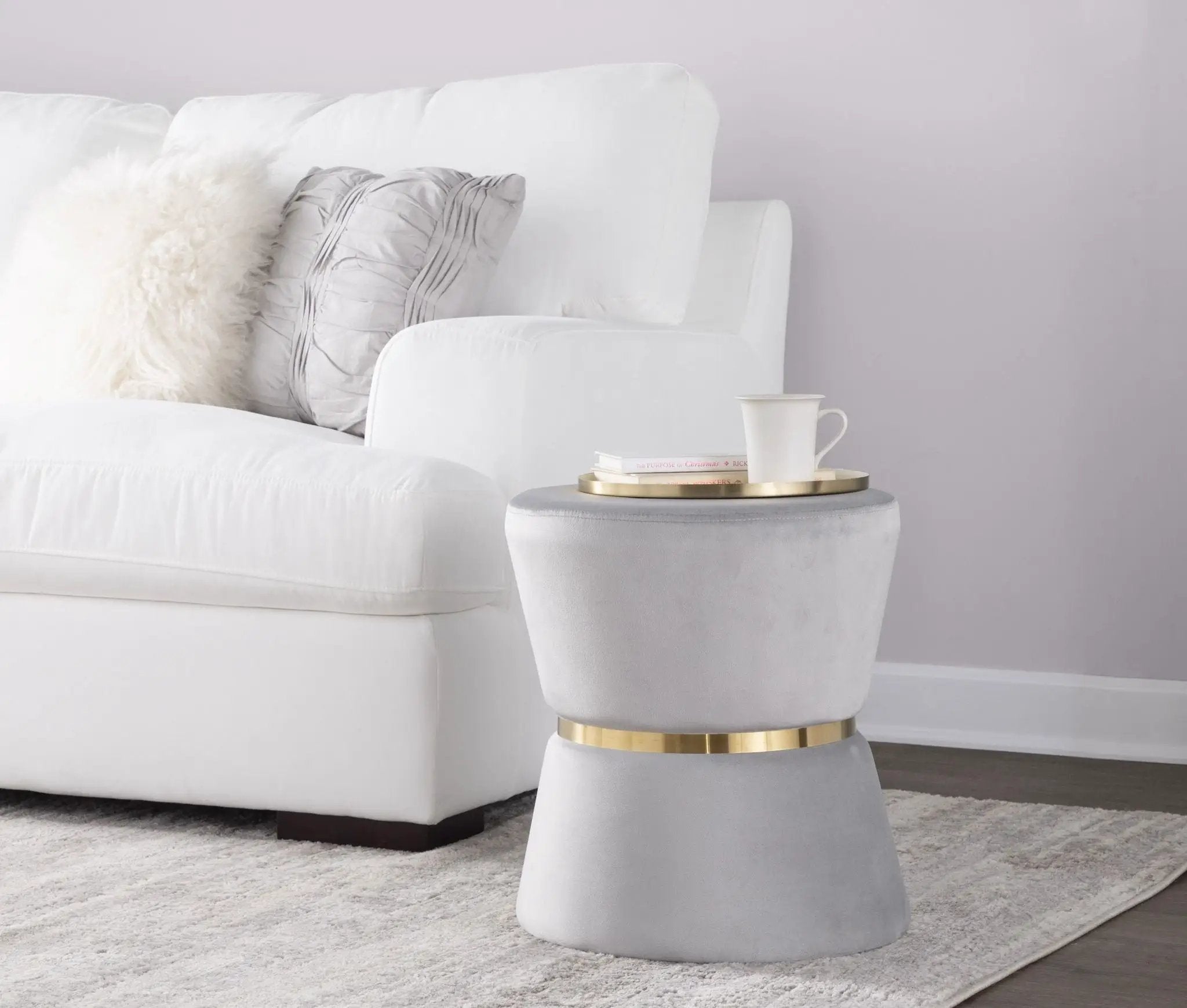 Gemma - Contemporary / Glam Ottoman - Silver / Gold by Unique Piece Furniture