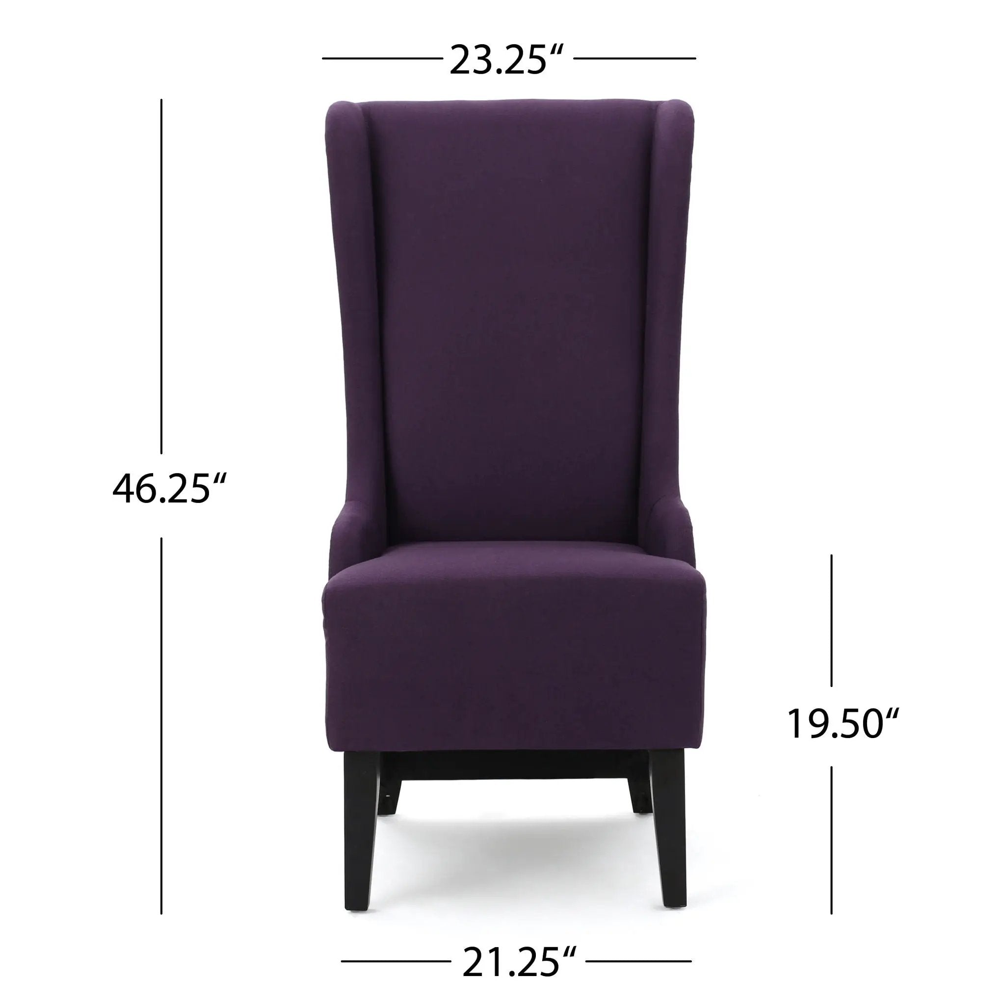 Fabric Dining Chair With High Back And Birch Wood Legs - Plum by HouseOfZazla