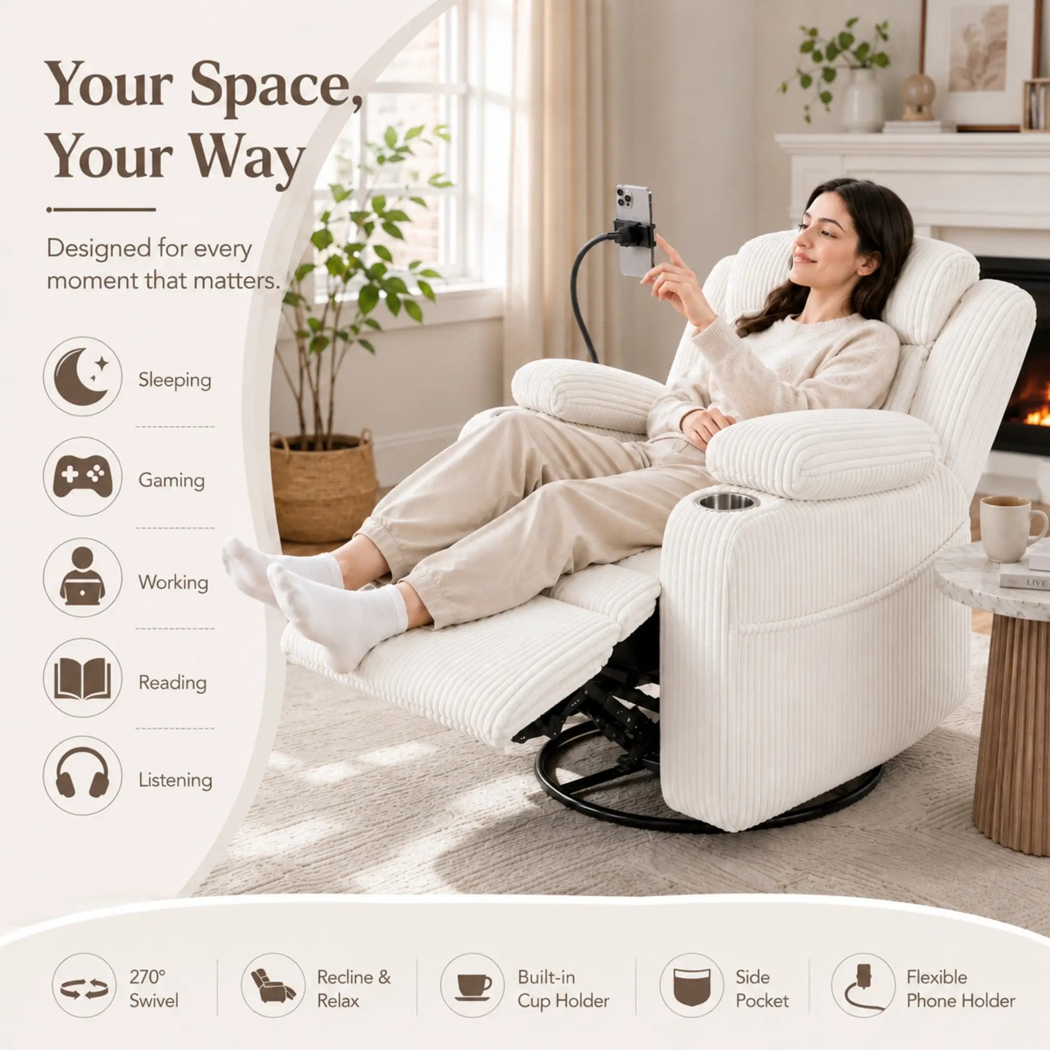 Electric Power Recliner Chair with Heat and Massage by HouseOfZazla